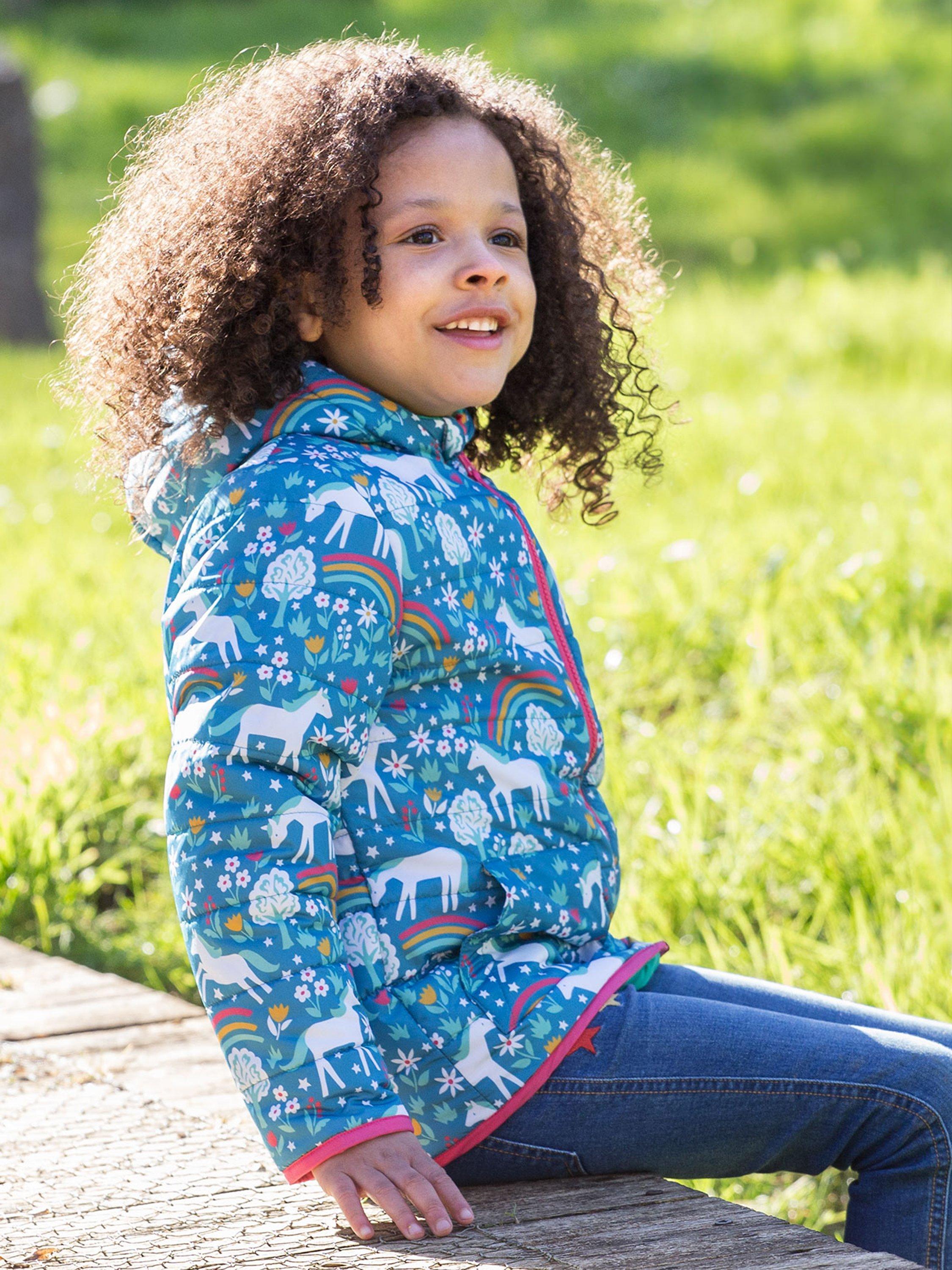 Product image 2 of 6, which shows Frugi Kids' Reversible Toasty Trail Jacket, Wild Horses, 1-2 years