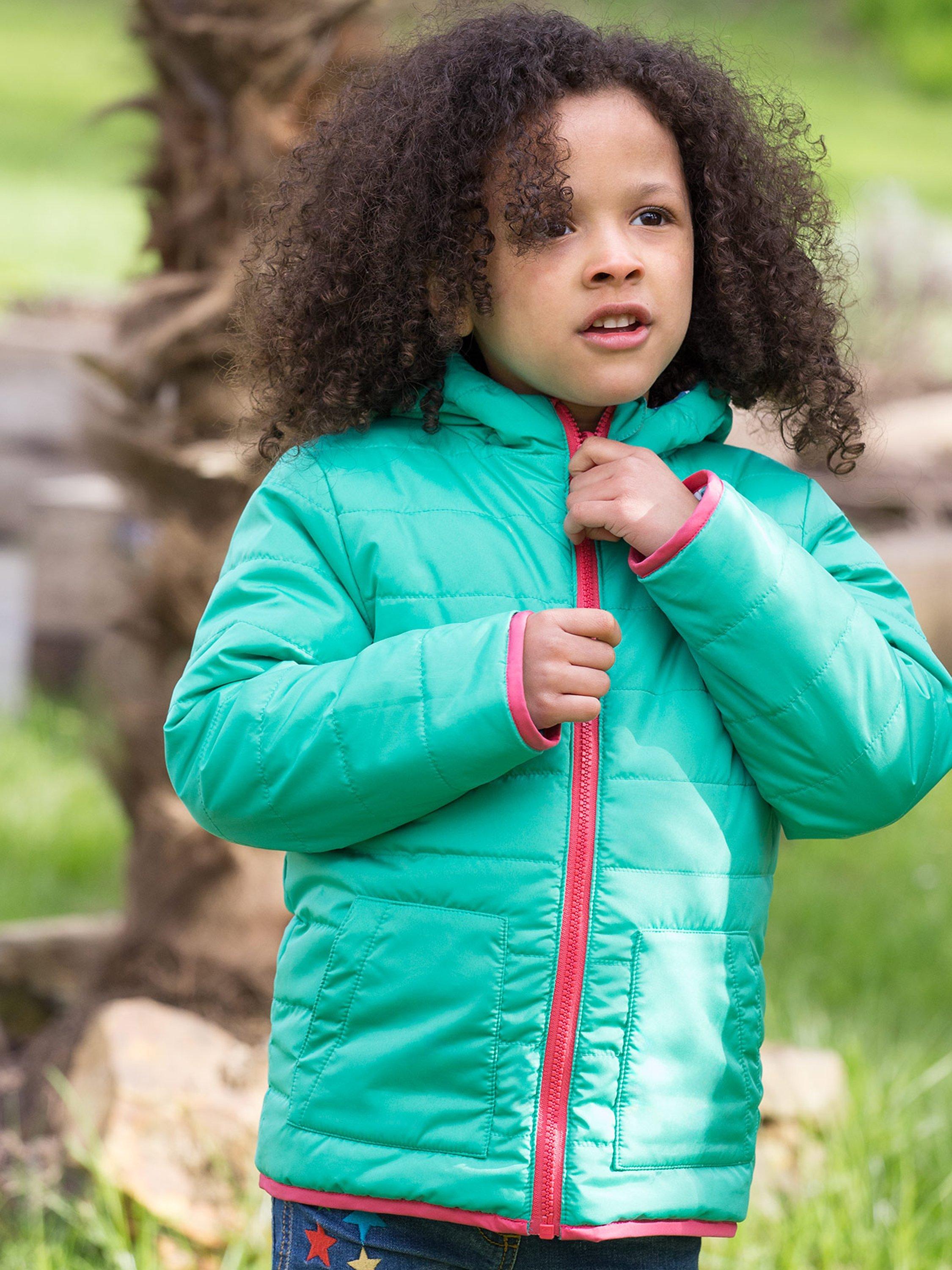 Product image 3 of 6, which shows Frugi Kids' Reversible Toasty Trail Jacket, Wild Horses, 1-2 years