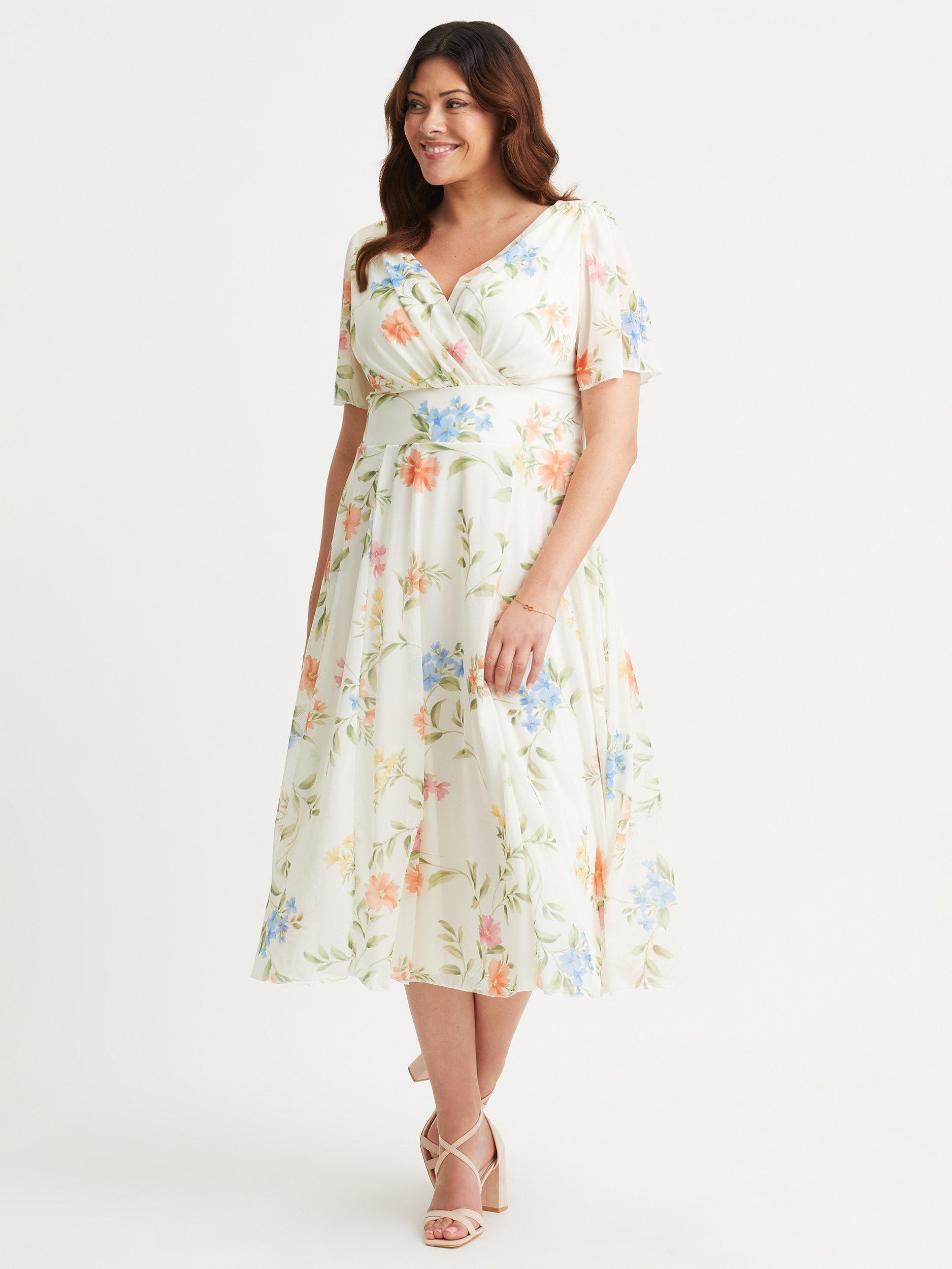 Product image 1 of 4, which shows Scarlett & Jo Victoria Floral Dress, Cream/Multi, 12