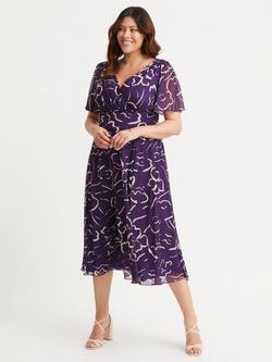 Scarlett & Jo Victoria Graphic Dress, Purple/Ecru, Purple/Ecru