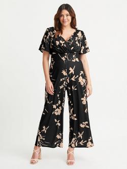Scarlett & Jo Floral Jumpsuit, Black/Cream, Black/Cream