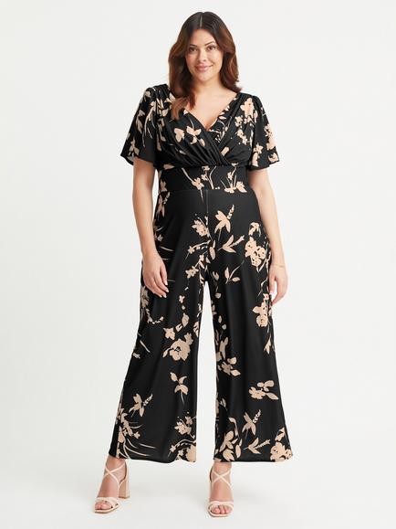 Scarlett & Jo Floral Jumpsuit, Black/Cream, Black/Cream