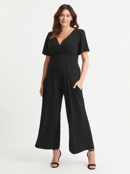 Scarlett & Jo Angel Wing Jumpsuit, Black, Black