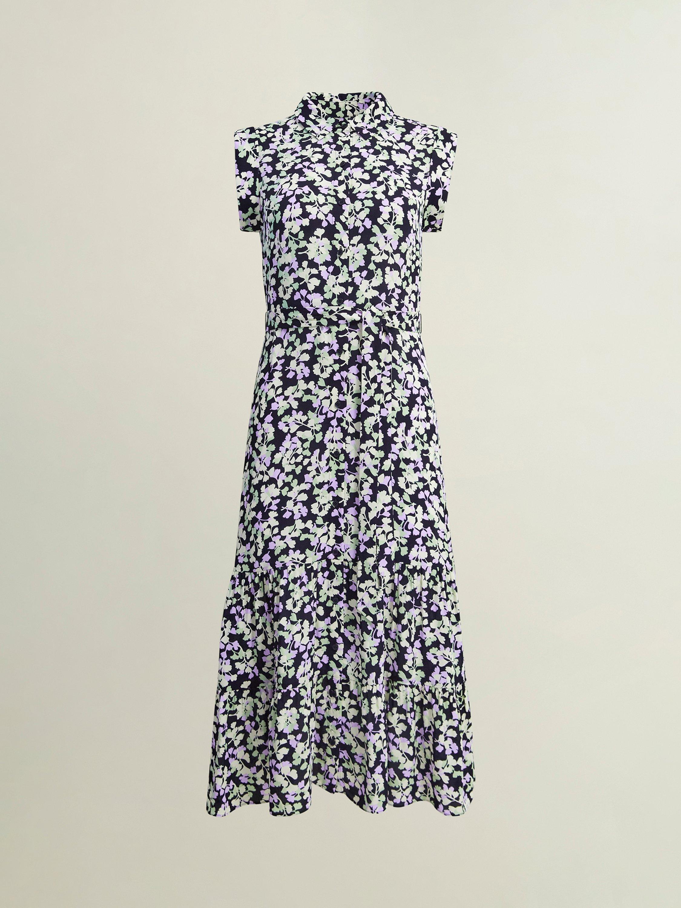 Product image 6 of 7, which shows Hobbs Petite Esme Floral Dress, Navy/Multi, 14