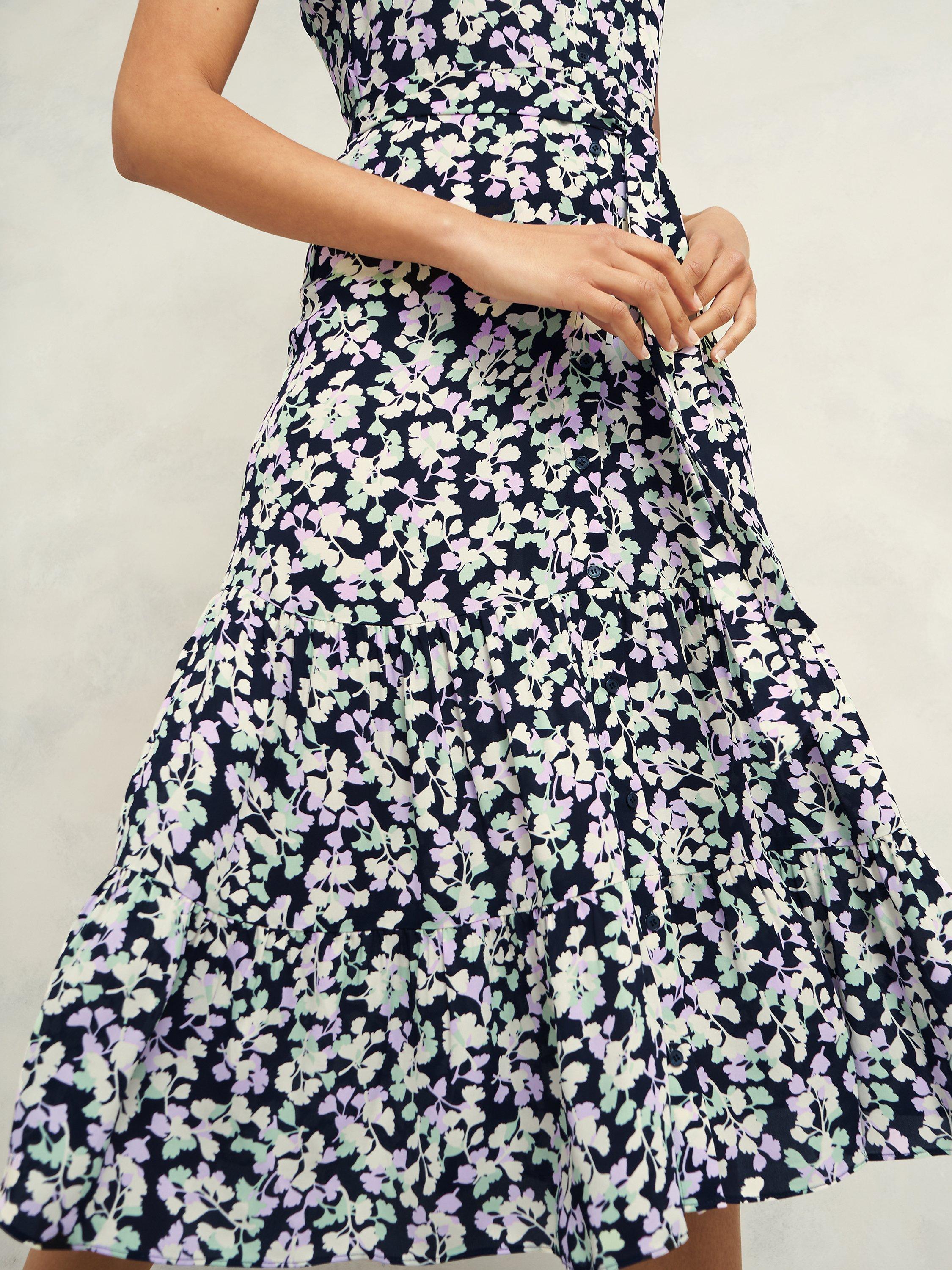 Product image 7 of 7, which shows Hobbs Petite Esme Floral Dress, Navy/Multi, 14