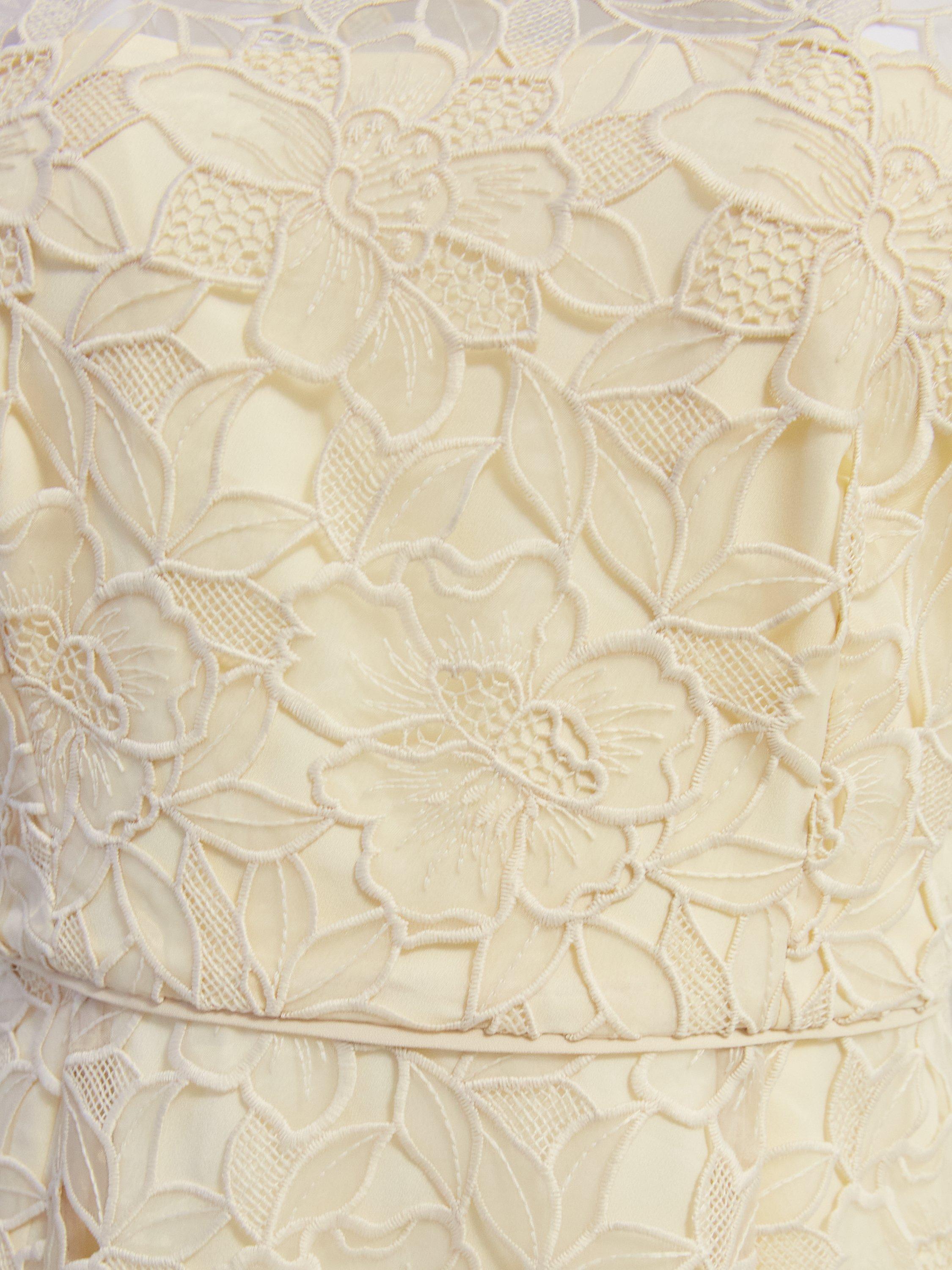 Product image 6 of 9, which shows Hobbs Johanna Lace Dress, Oyster, 14