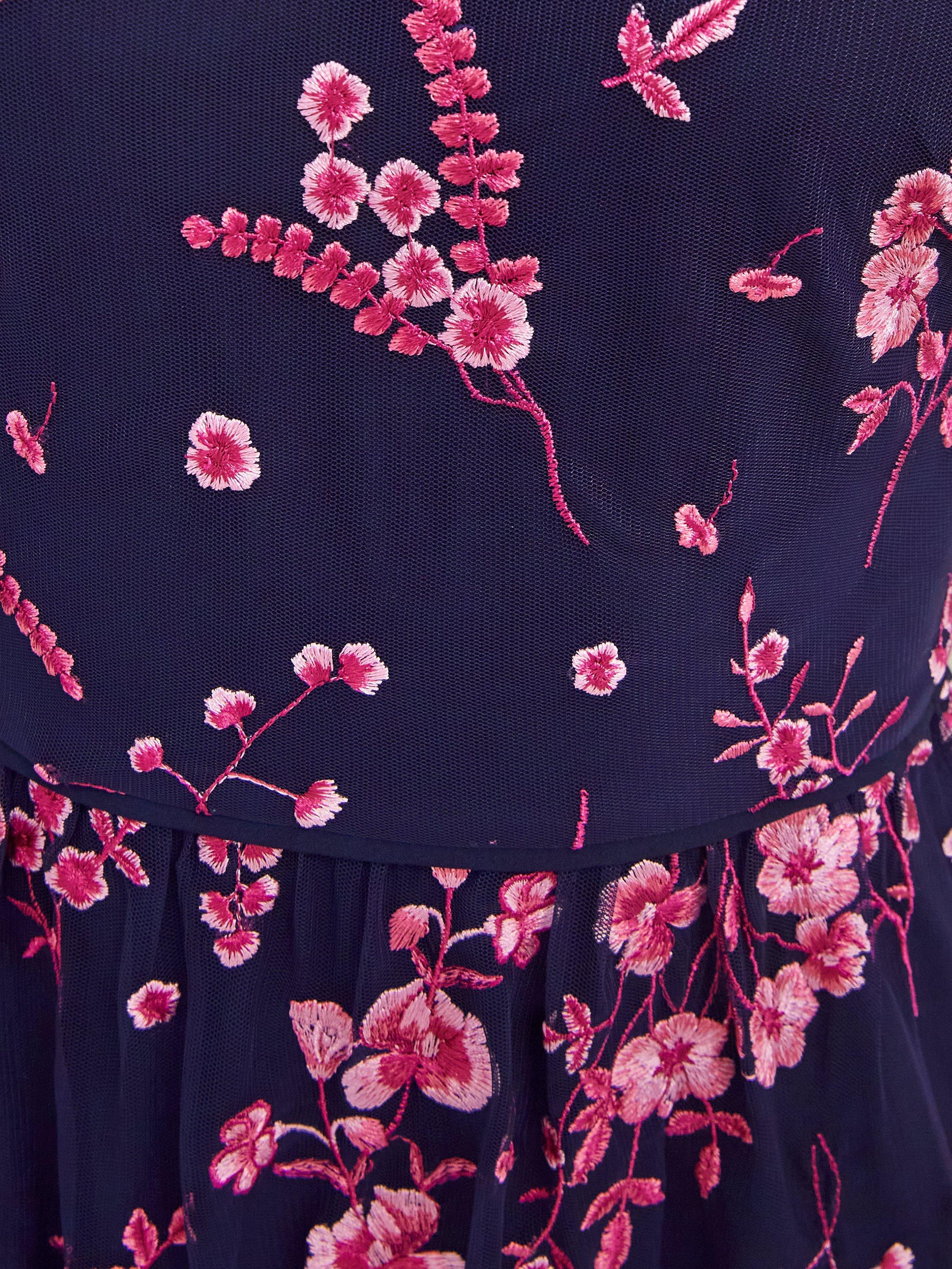 Product image 6 of 8, which shows Hobbs Bethany Floral Dress, Navy/Pink, 10