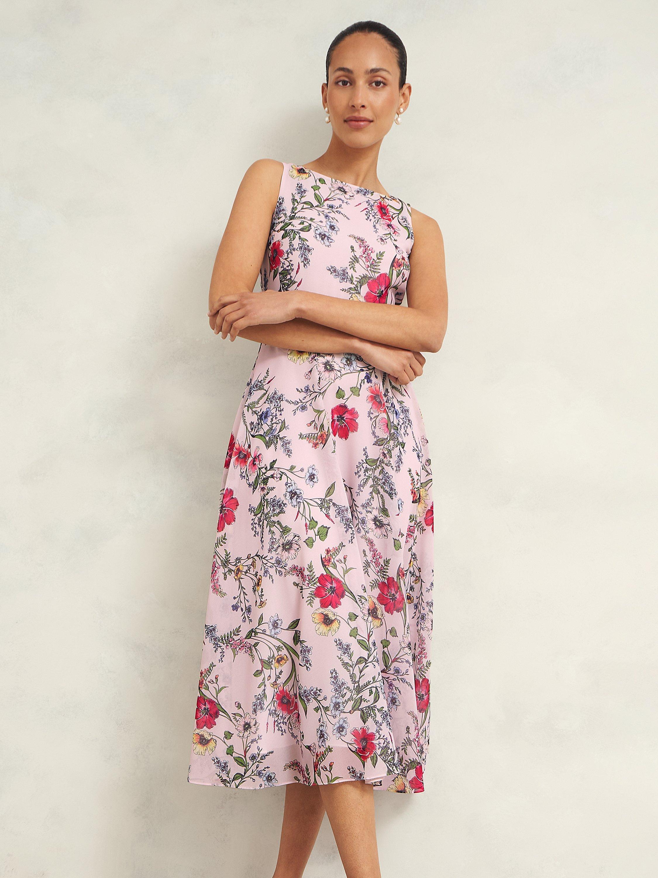 Hobbs Carly Floral Dress, Pale Pink/Multi, 10