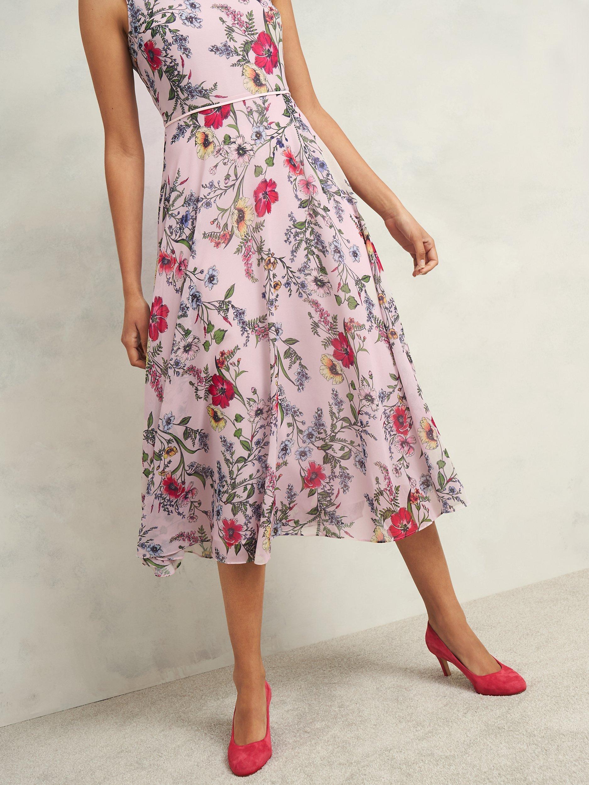 Hobbs Carly Floral Dress Pale Pink Multi