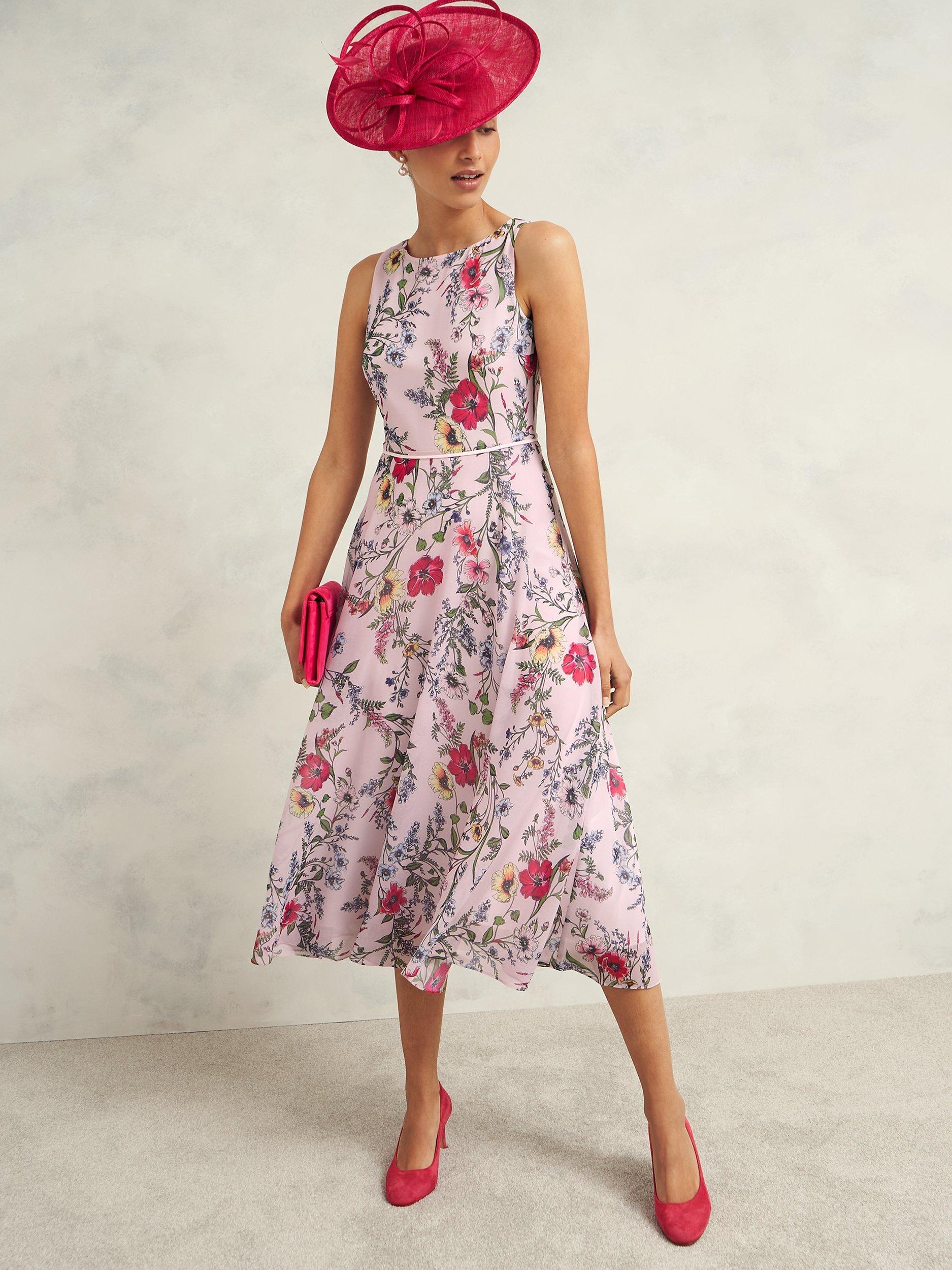 Hobbs Carly Floral Dress, Pale Pink/Multi, 10