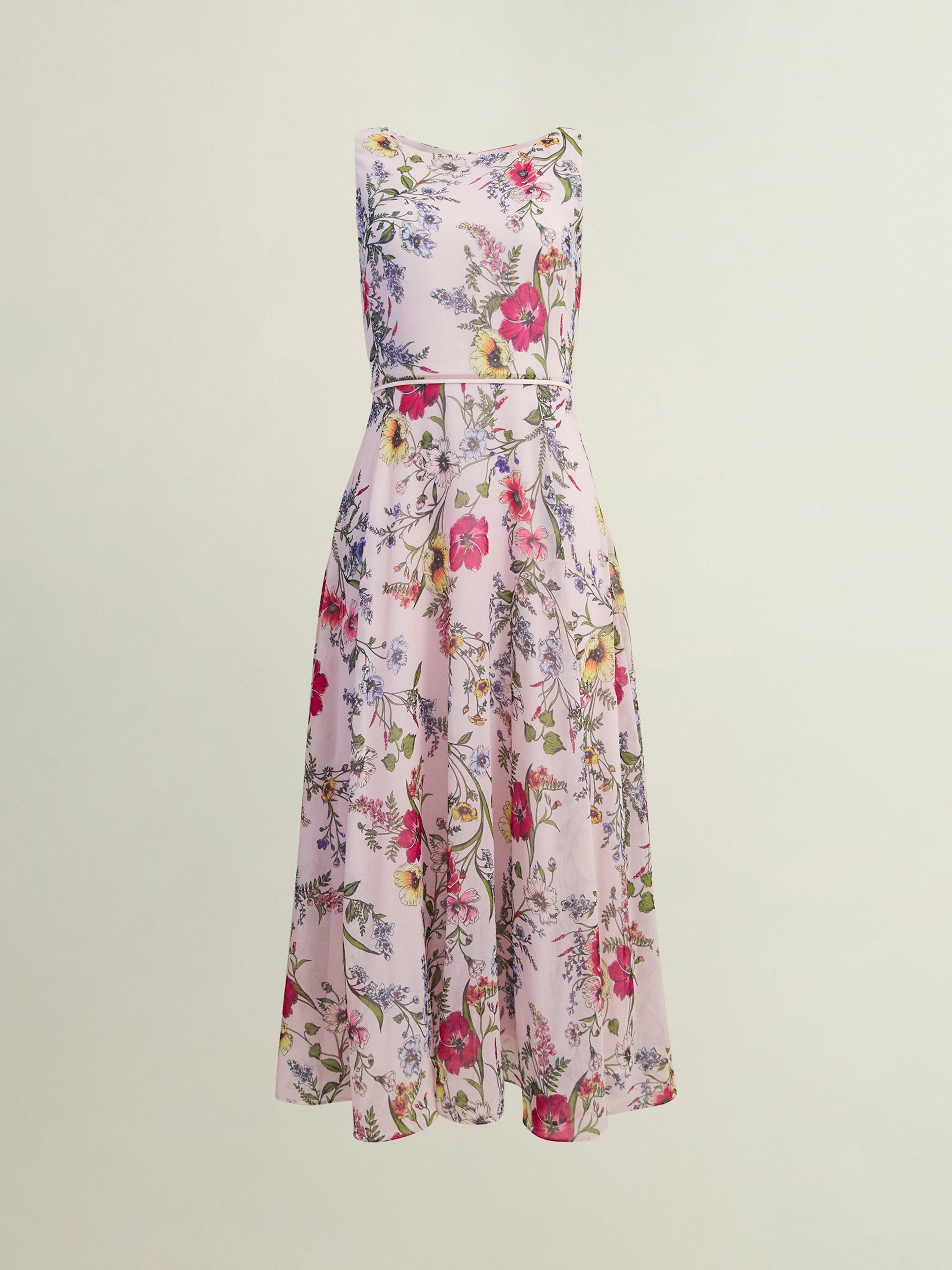 Hobbs Carly Floral Dress, Pale Pink/Multi, 10