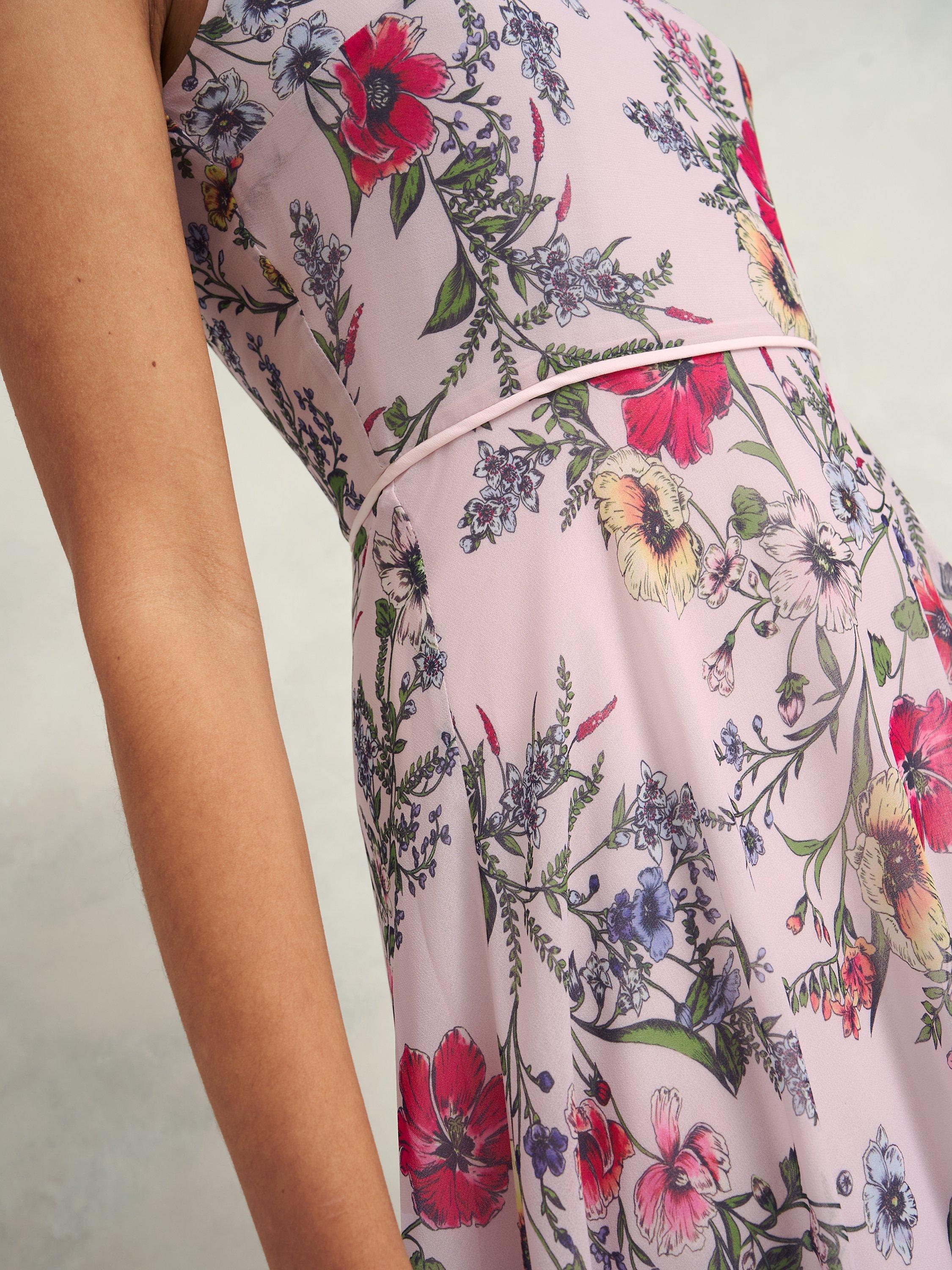 Hobbs Carly Floral Dress, Pale Pink/Multi, 10