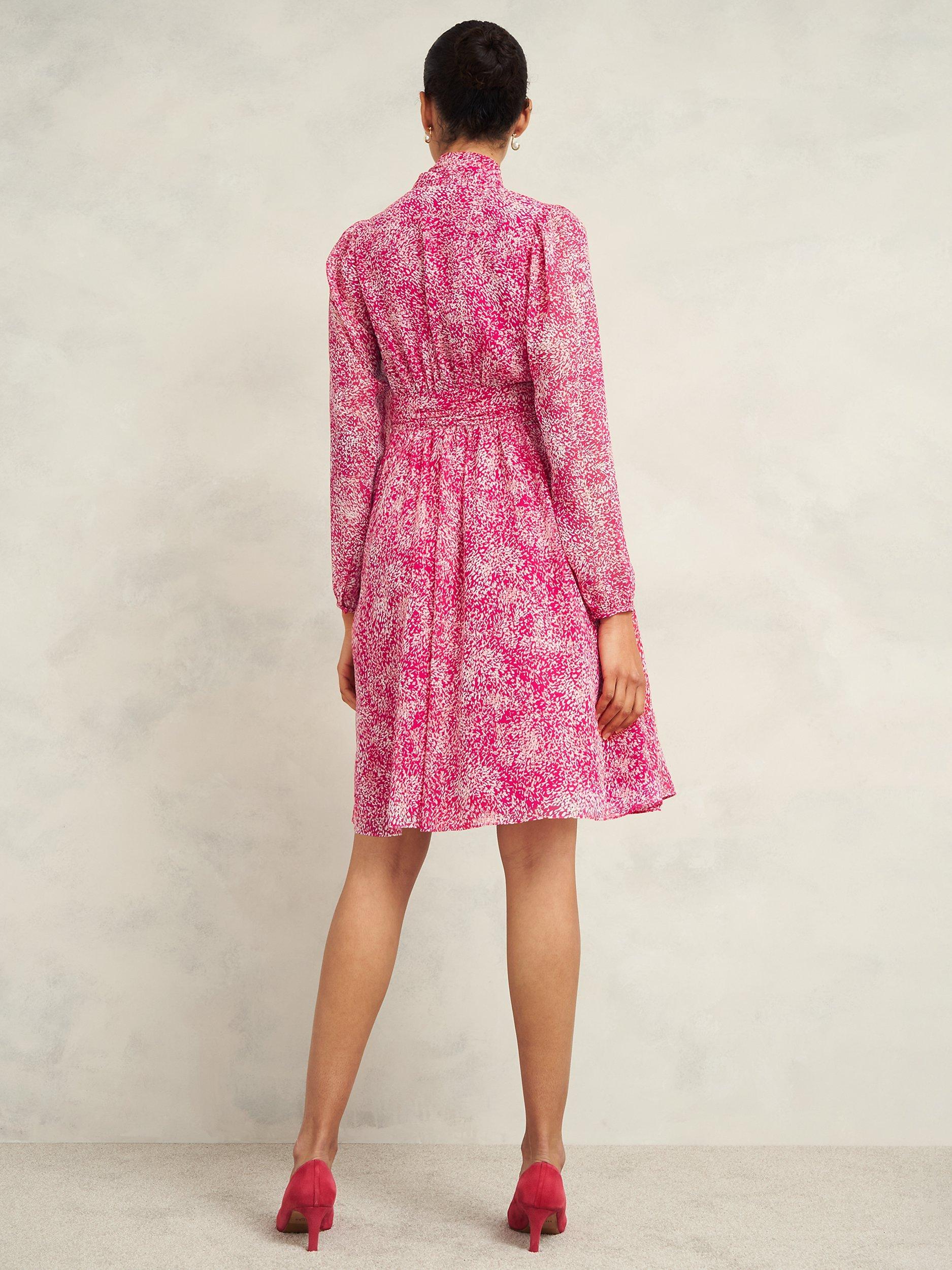 Product image 2 of 9, which shows Hobbs Janaya Mini Dress, Pink/Multi, 16