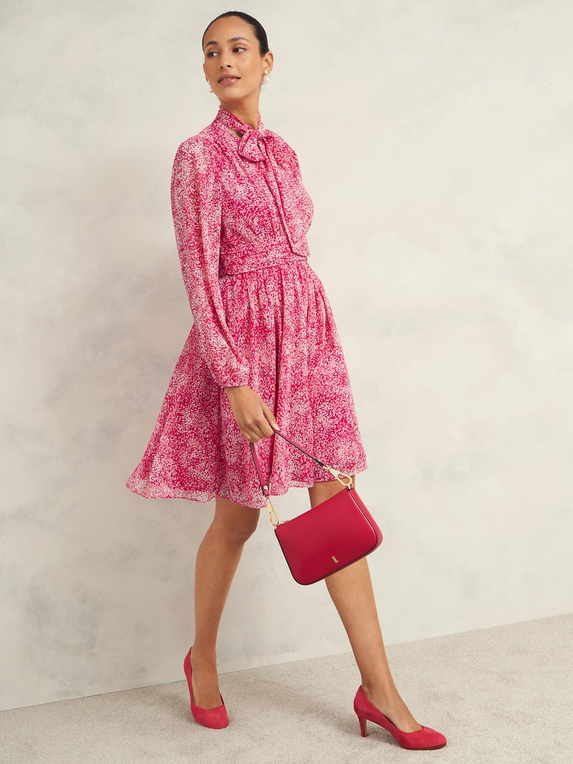 Product image 4 of 9, which shows Hobbs Janaya Mini Dress, Pink/Multi, 16
