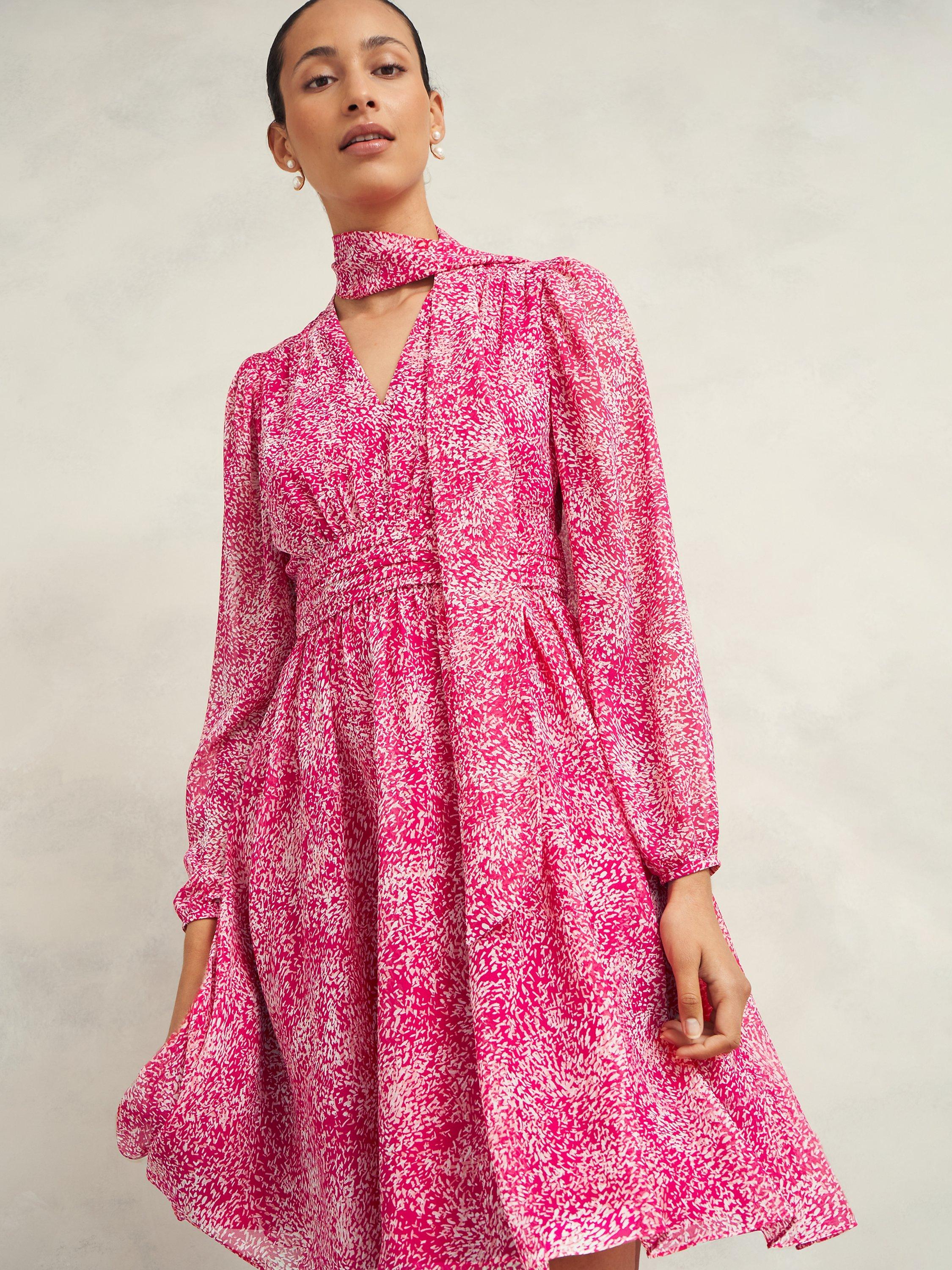 Product image 5 of 9, which shows Hobbs Janaya Mini Dress, Pink/Multi, 16