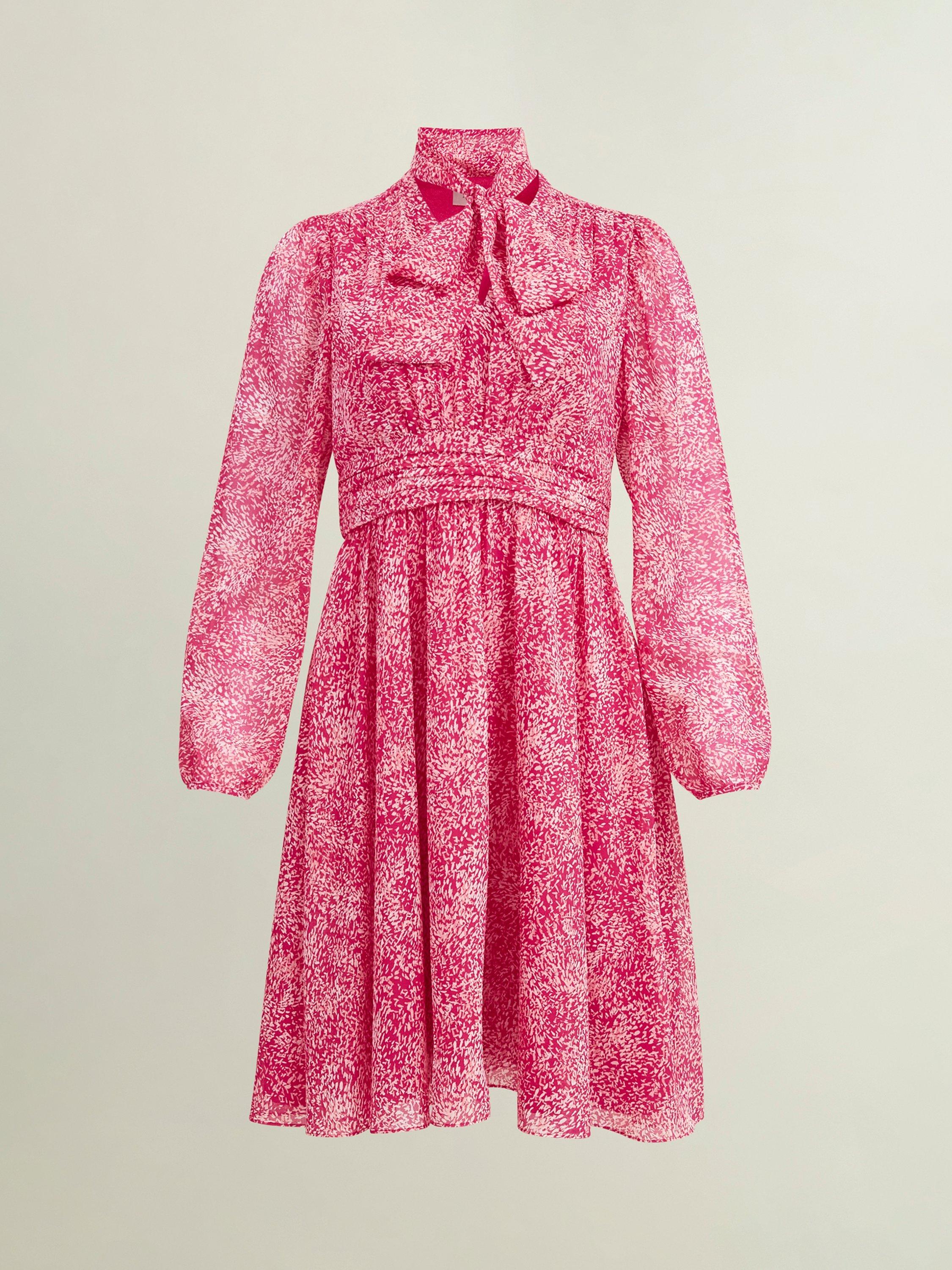 Product image 8 of 9, which shows Hobbs Janaya Mini Dress, Pink/Multi, 16