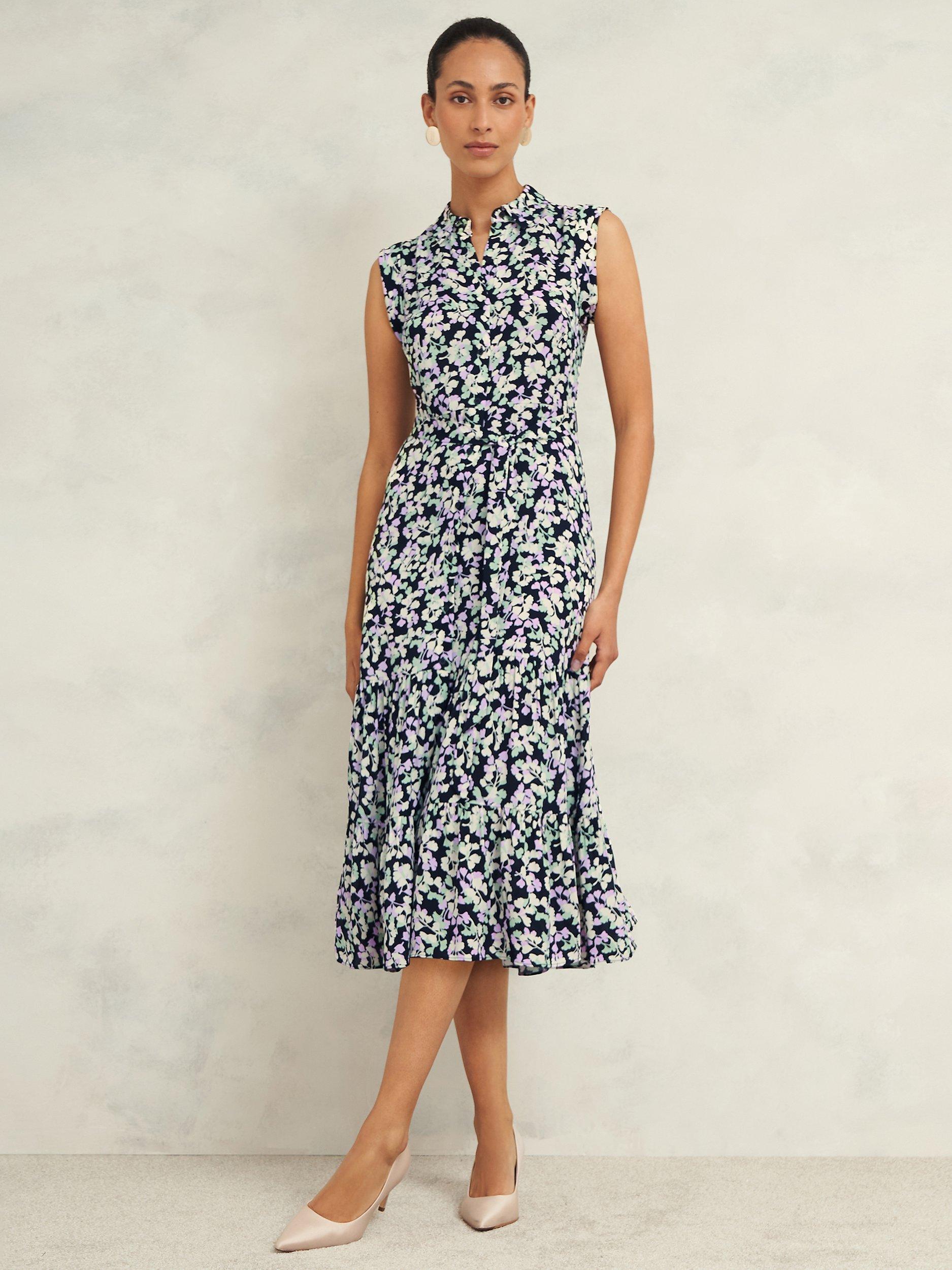 Hobbs Esme Floral Midi Dress Navy Multi