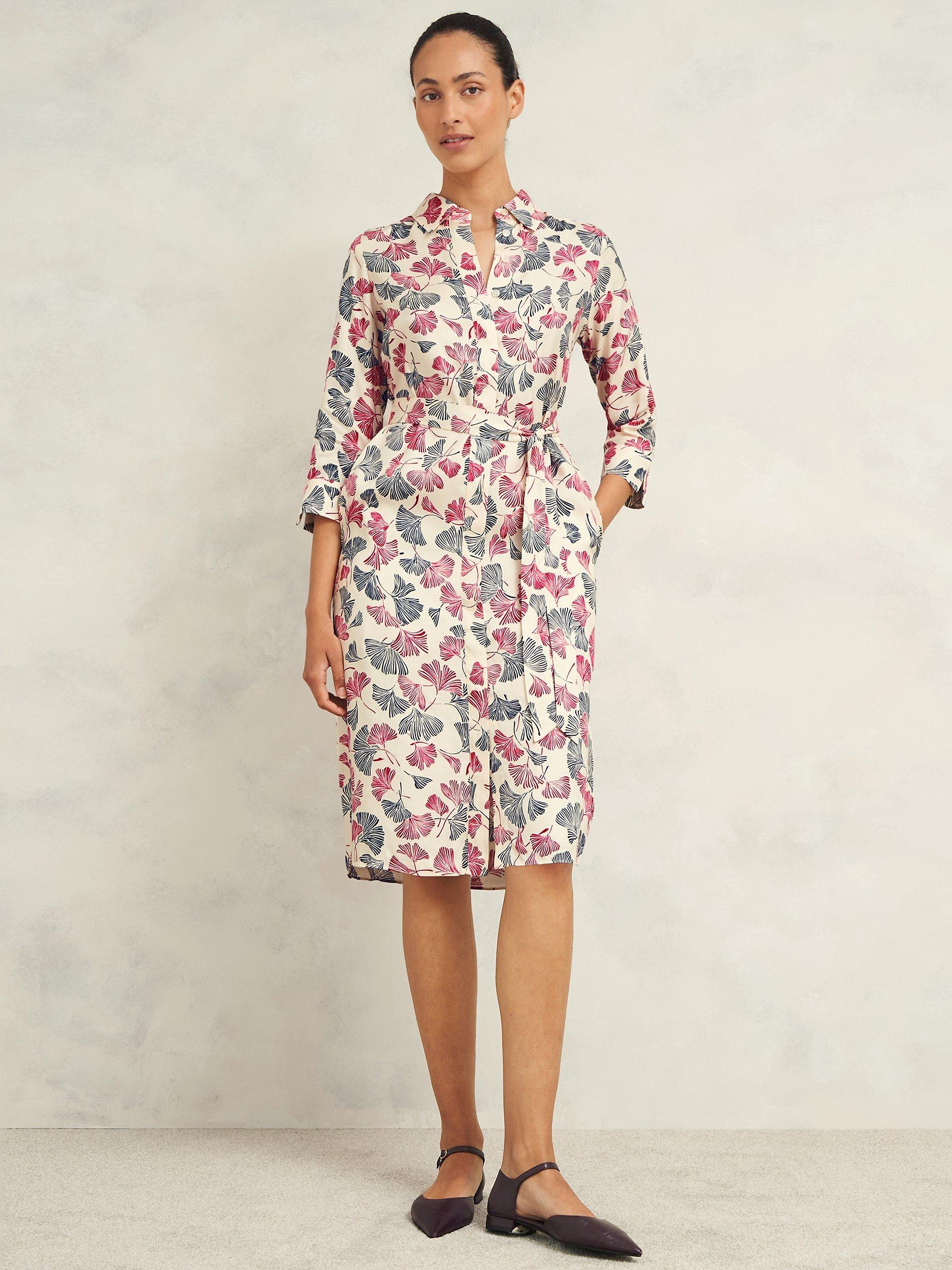 Product image 1 of 7, which shows Hobbs Francis Floral Shirt Dress, Cream/Multi, 12