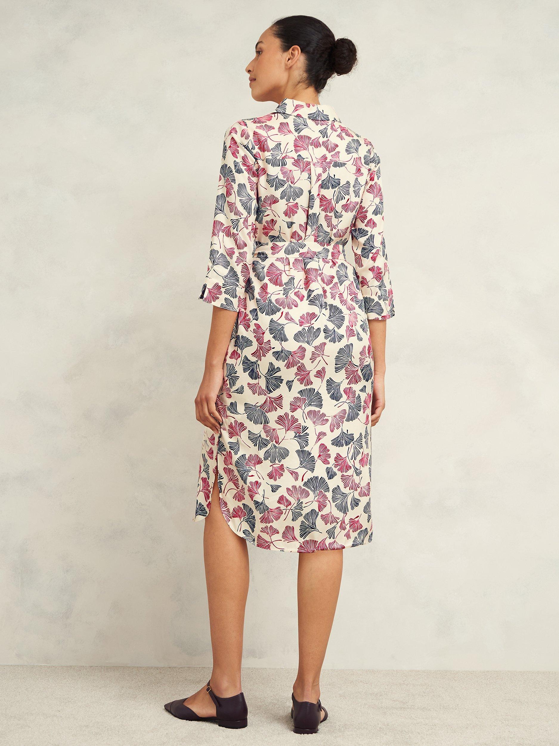 Product image 2 of 7, which shows Hobbs Francis Floral Shirt Dress, Cream/Multi, 12
