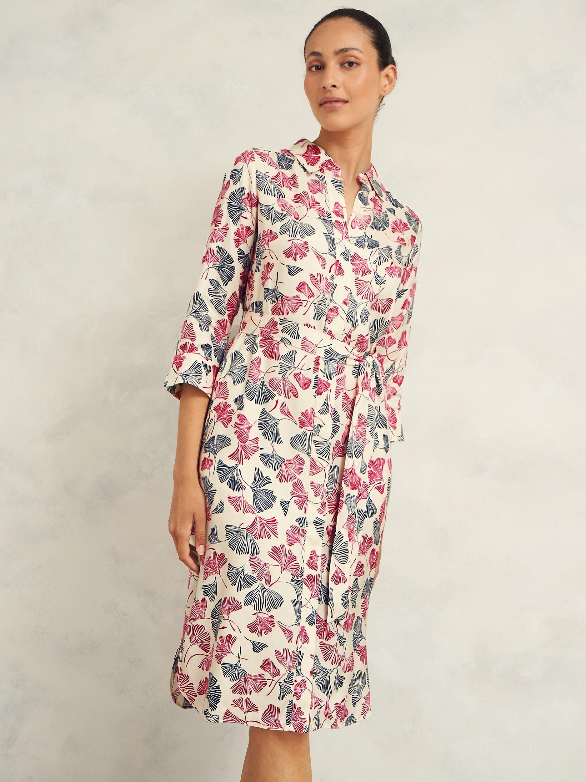 Product image 3 of 7, which shows Hobbs Francis Floral Shirt Dress, Cream/Multi, 12