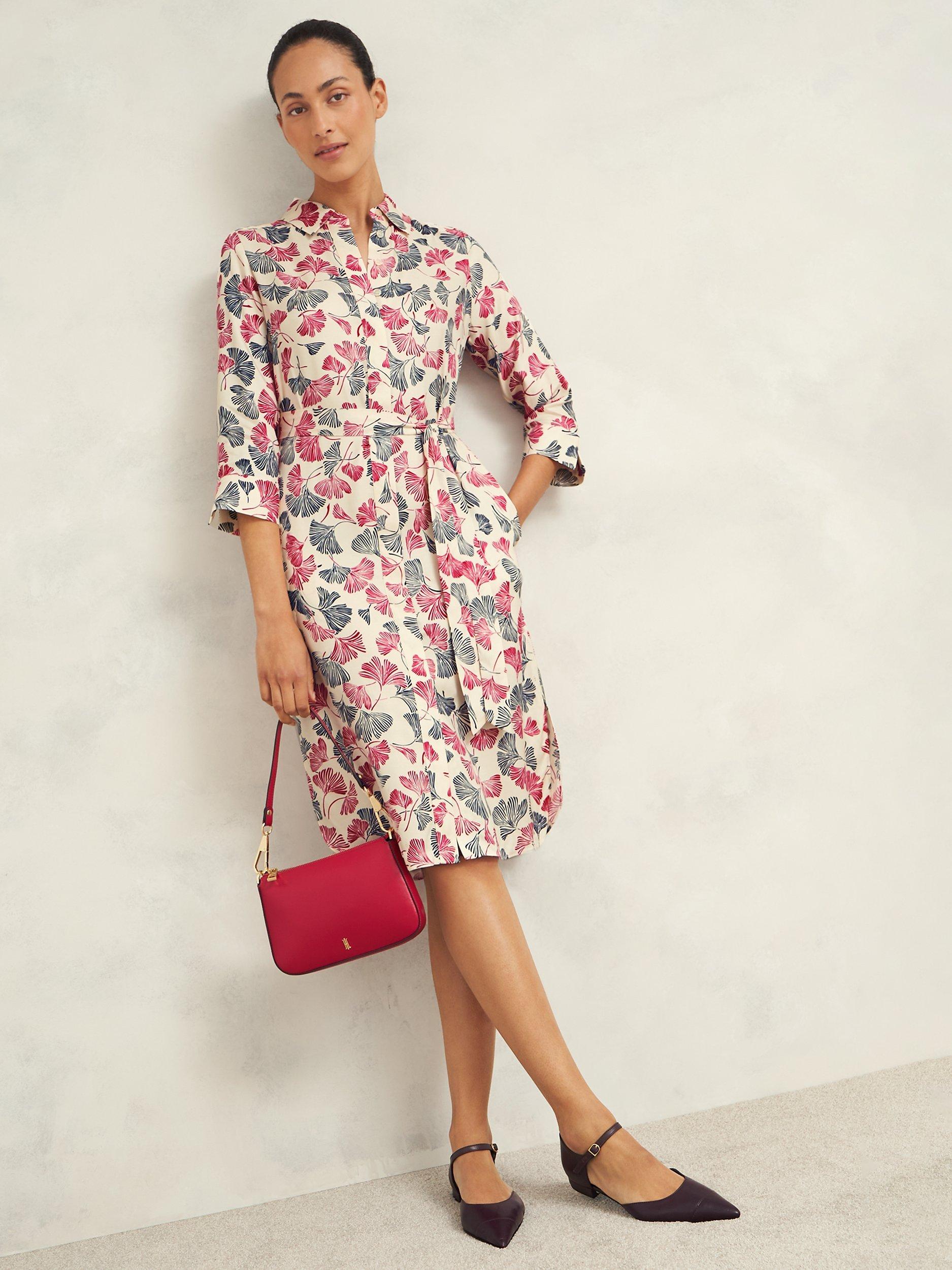 Product image 4 of 7, which shows Hobbs Francis Floral Shirt Dress, Cream/Multi, 12