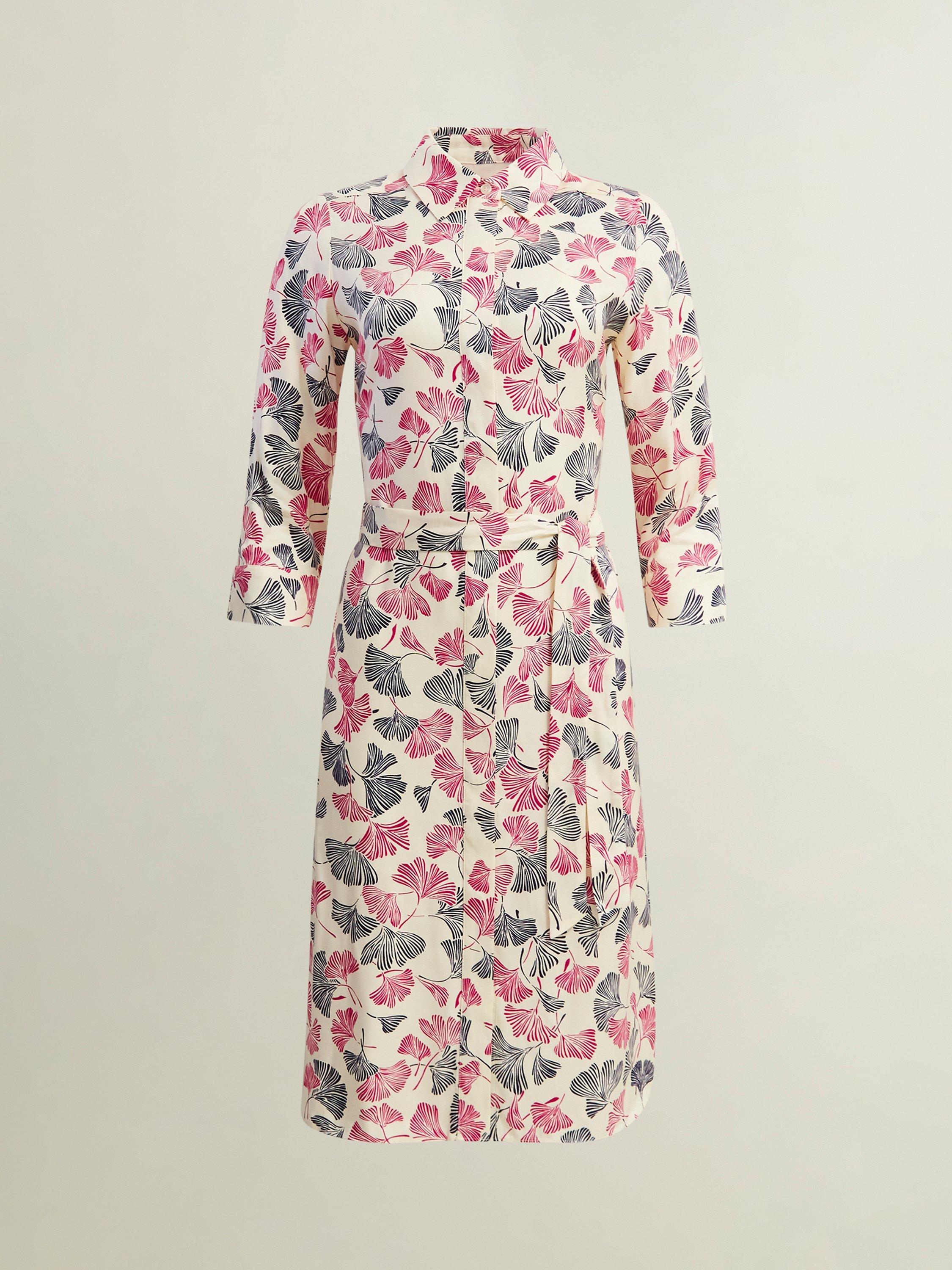 Product image 6 of 7, which shows Hobbs Francis Floral Shirt Dress, Cream/Multi, 12