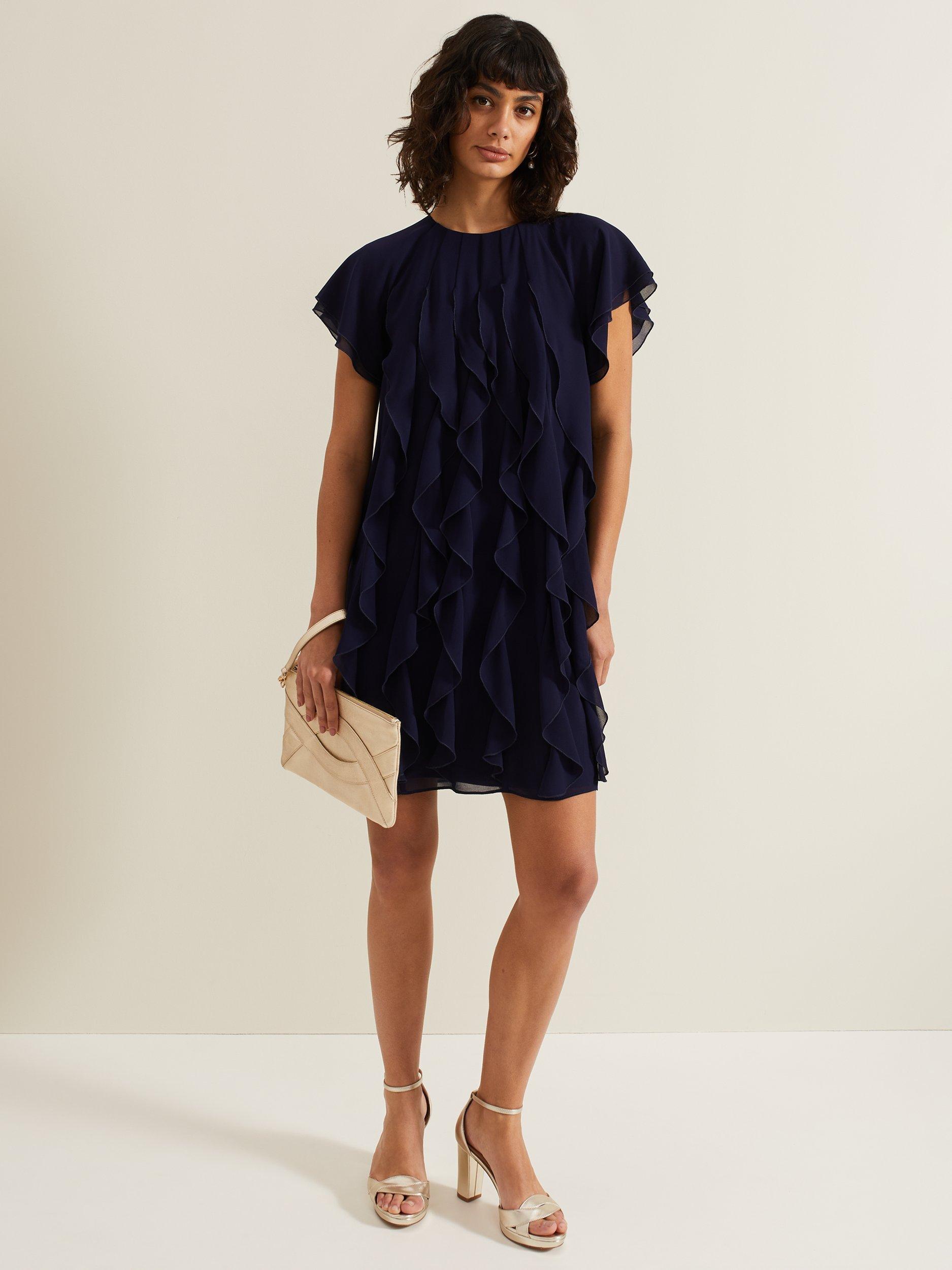 Phase Eight Claudette Frill Dress Navy