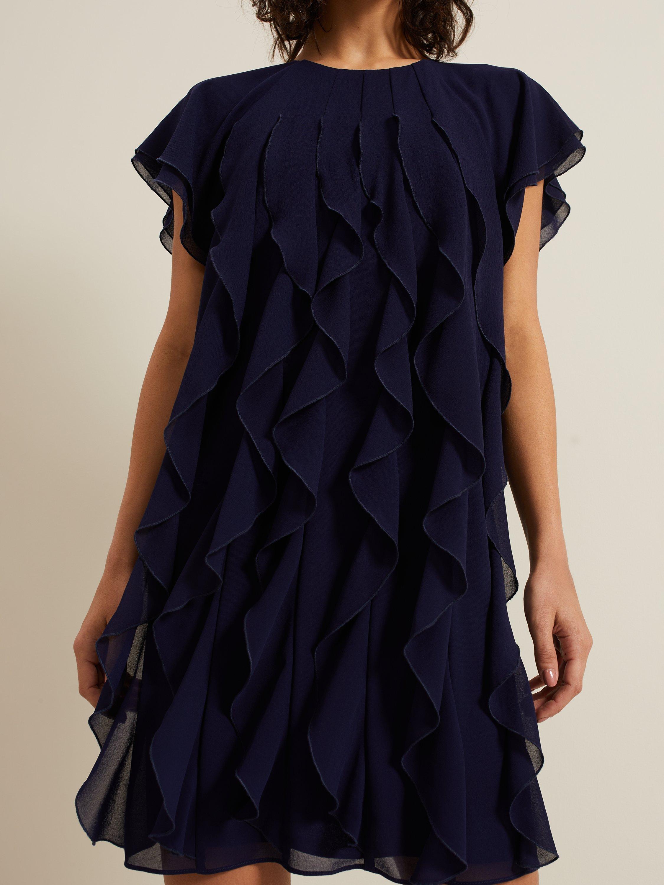 Phase Eight Claudette Frill Dress Navy