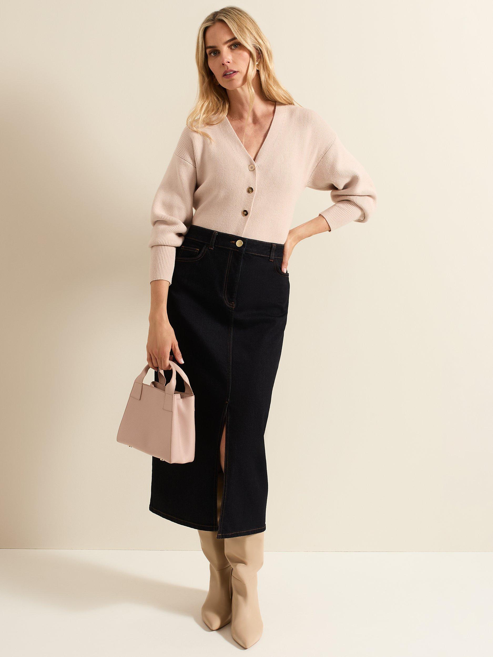 Product image 3 of 7, which shows Phase Eight Amani Denim Skirt, Dark Wash, 10