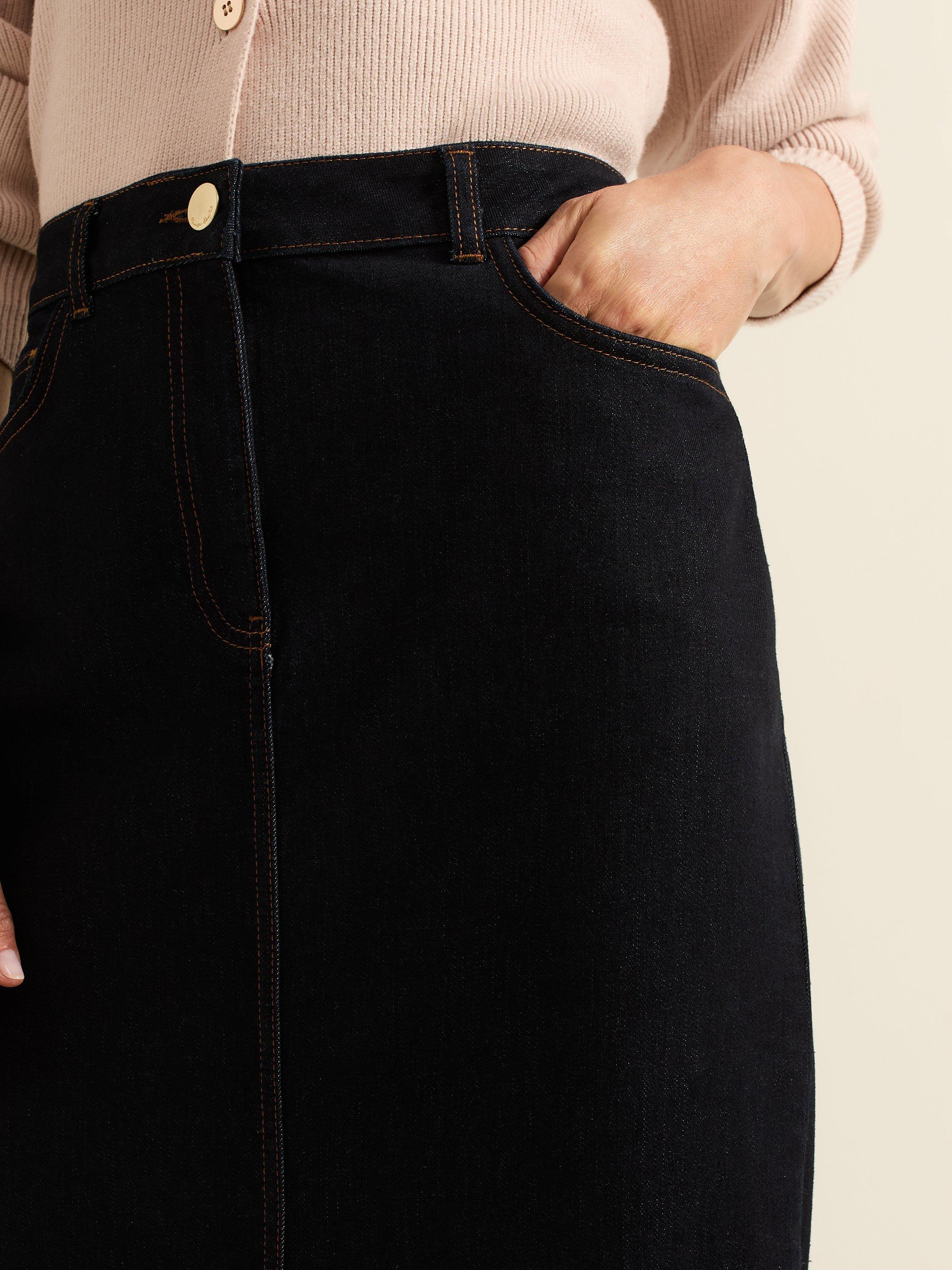 Product image 4 of 7, which shows Phase Eight Amani Denim Skirt, Dark Wash, 10