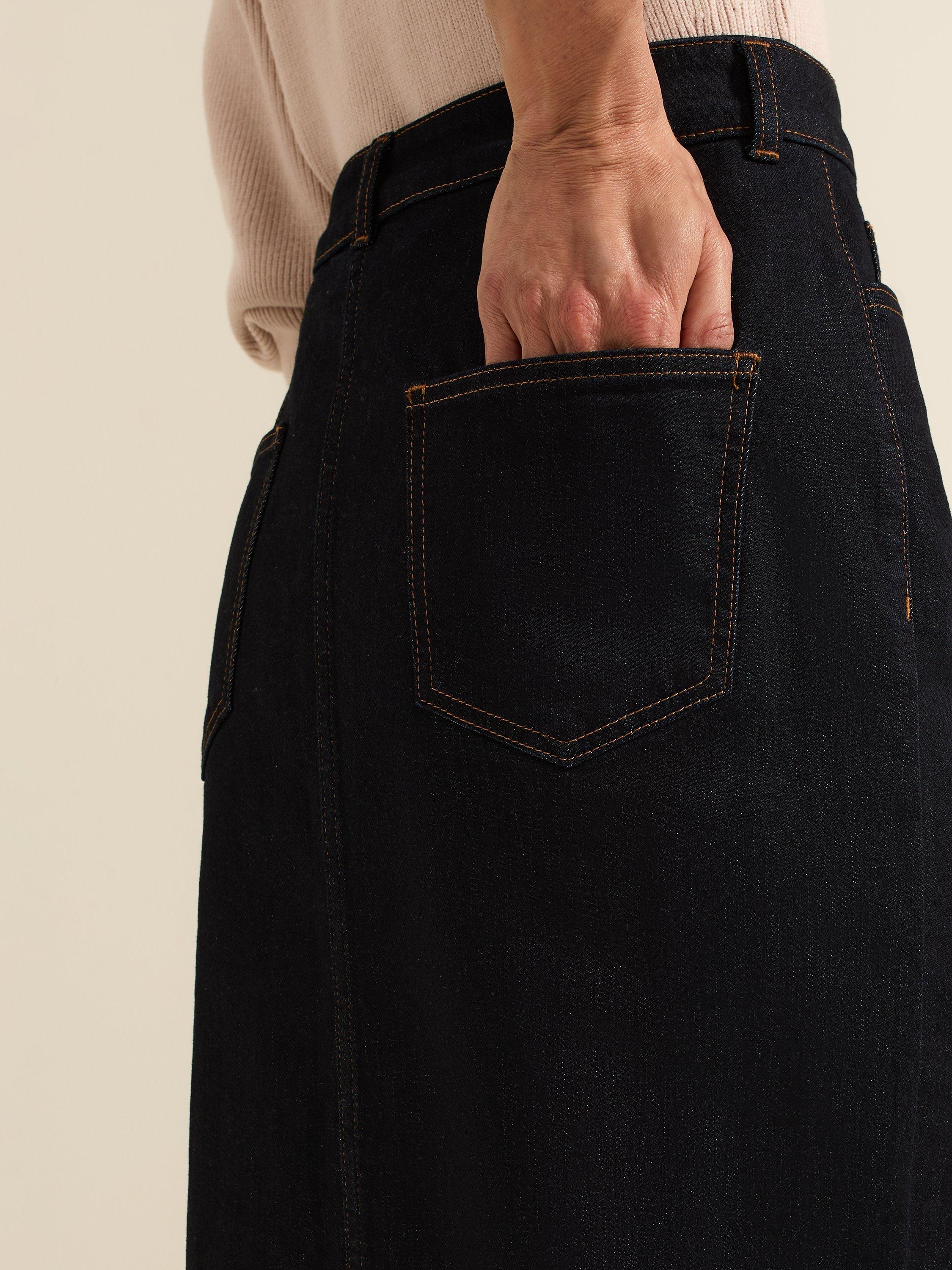 Product image 7 of 7, which shows Phase Eight Amani Denim Skirt, Dark Wash, 10
