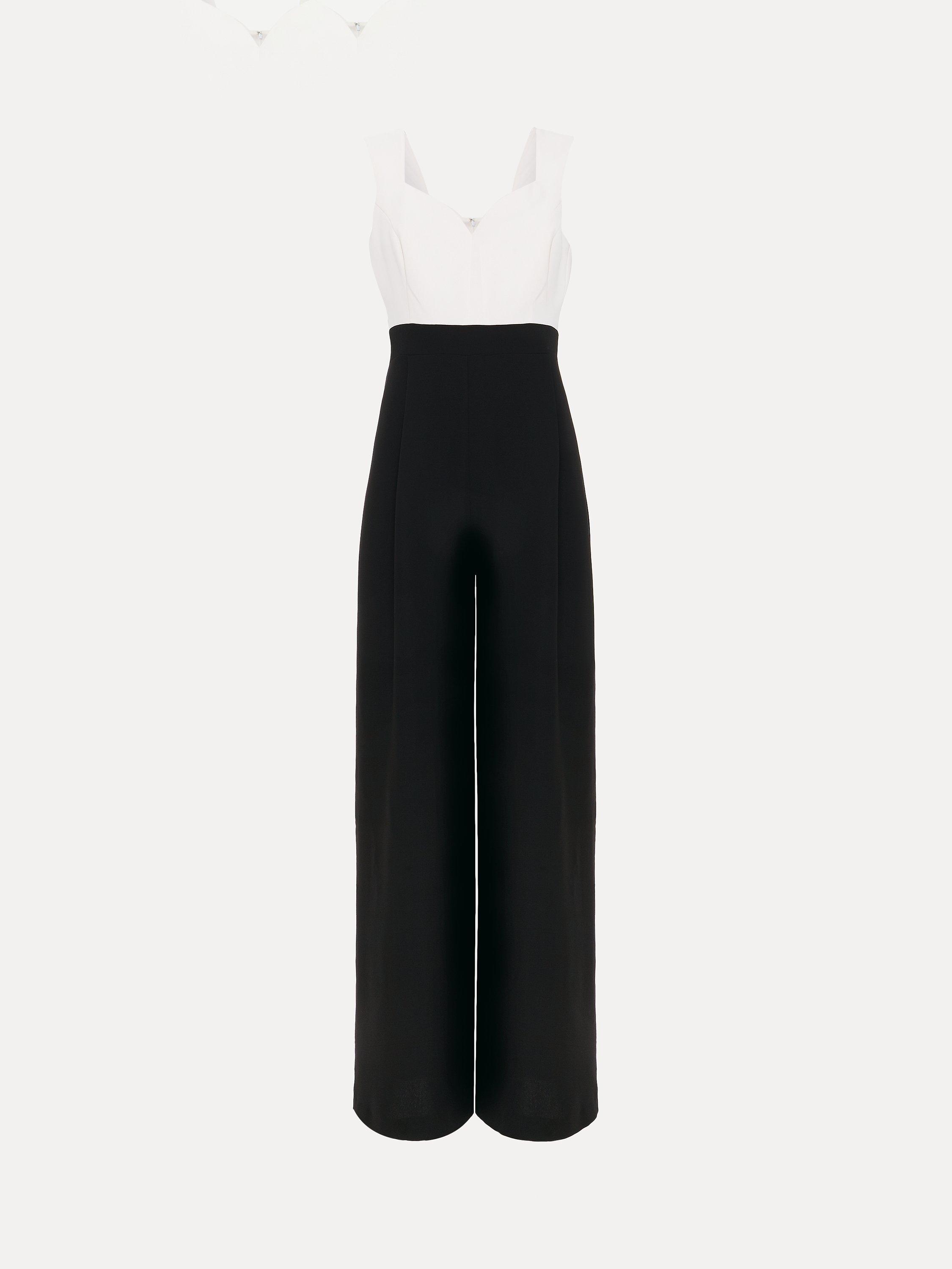 Phase Eight Maisy Colour Block Jumpsuit, Black/Ivory, 6