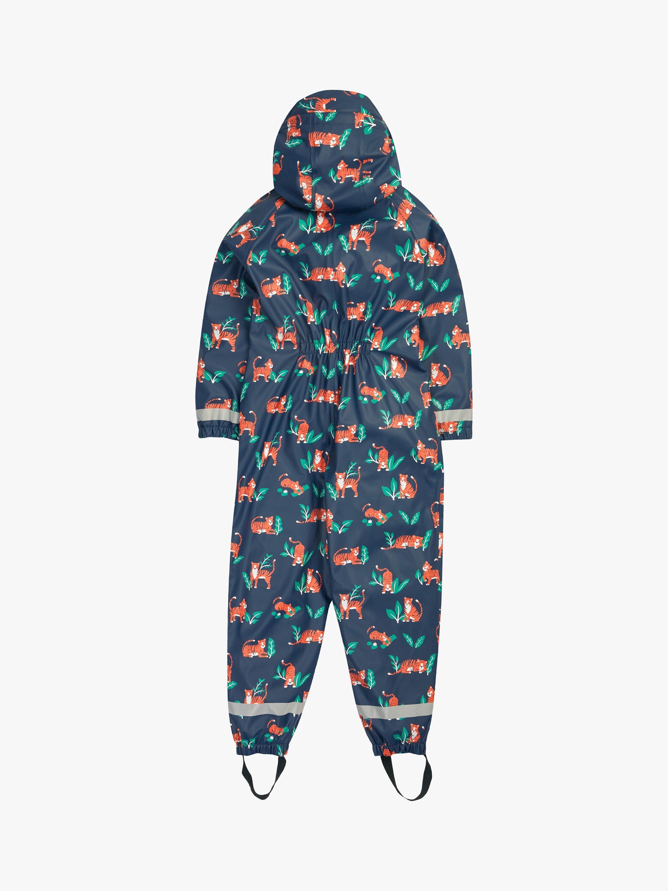 Product image 3 of 9, which shows Frugi Kids' Puddle Buster All-in-One Waterproof Suit, Tiger Time, 6-12 months