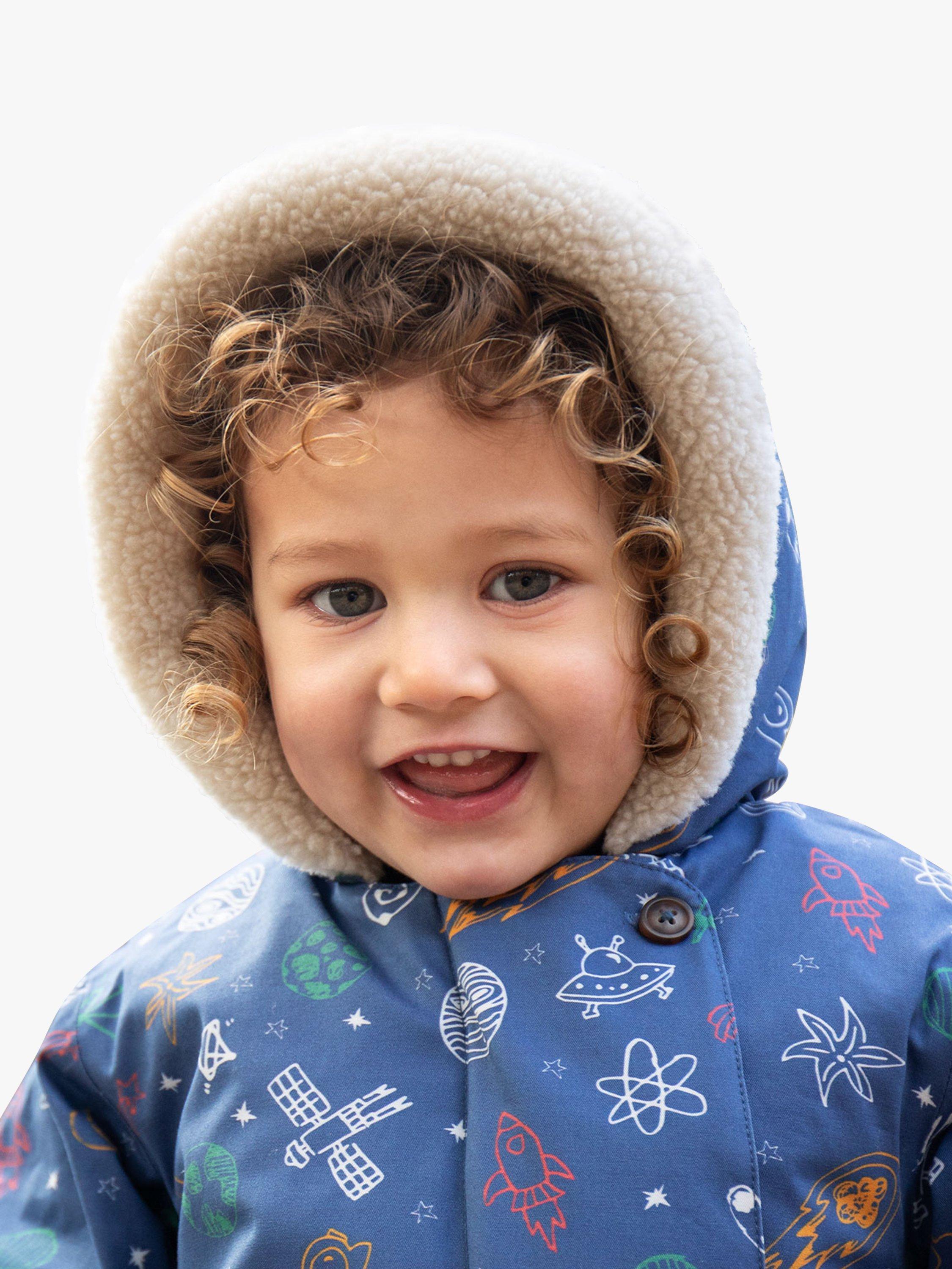 Product image 3 of 7, which shows Frugi Baby Little Penhale Parka Jacket, Navy/Multi, 6-9 months