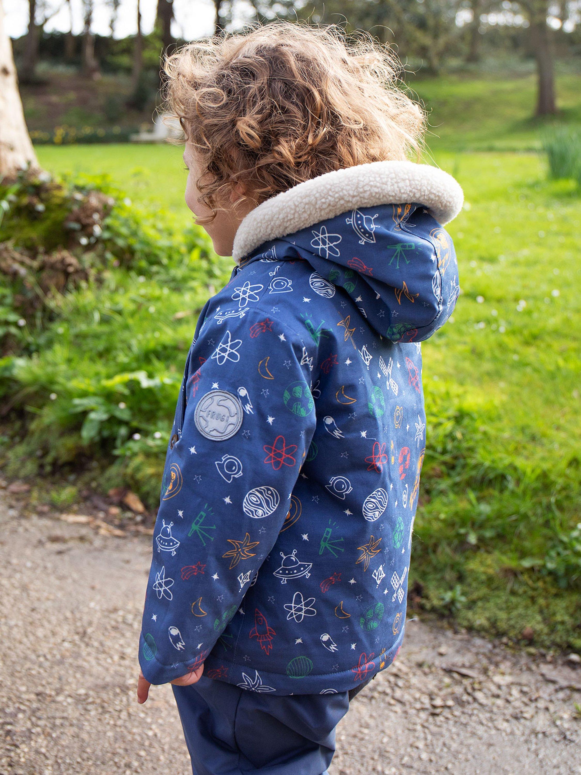 Product image 4 of 7, which shows Frugi Baby Little Penhale Parka Jacket, Navy/Multi, 6-9 months