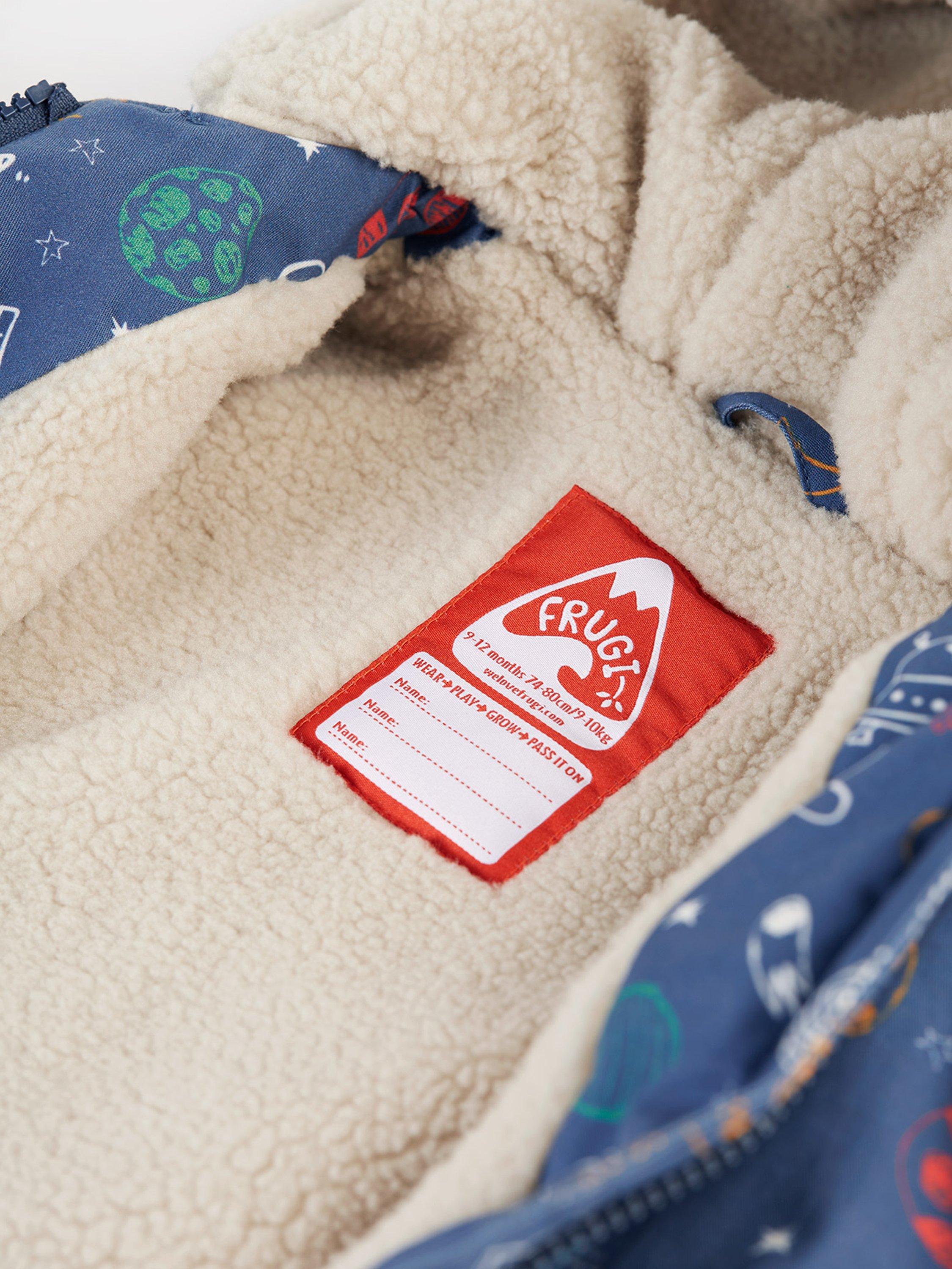 Product image 6 of 7, which shows Frugi Baby Little Penhale Parka Jacket, Navy/Multi, 6-9 months