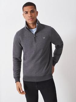 Crew Clothing Classic Half-Zip Sweater, Charcoal Grey, Charcoal Grey