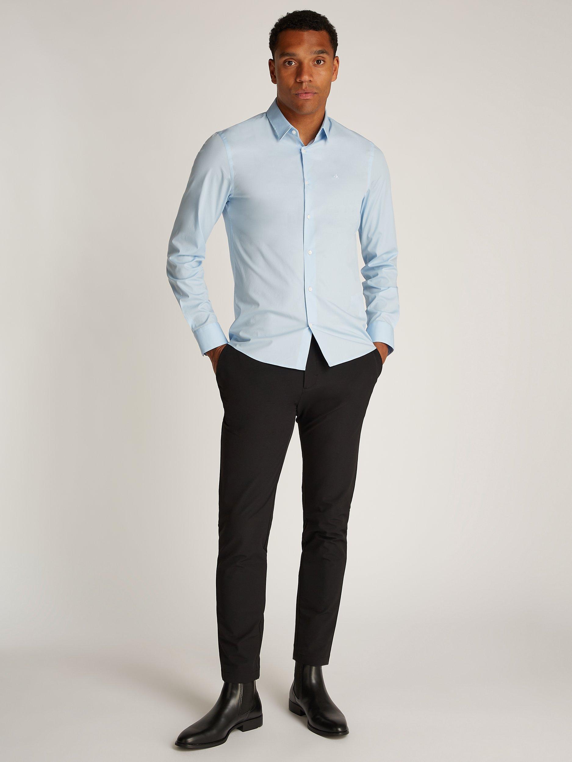 Calvin Klein Slim Poplin Stretch Shirt, Calm Blue