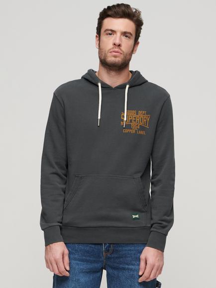 Superdry Copper Label Cotton Hoodie, Washed Black