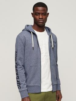 Superdry Athletic College Graphic Zip Hoodie, Tois Blue Grit - view 2, Tois Blue Grit