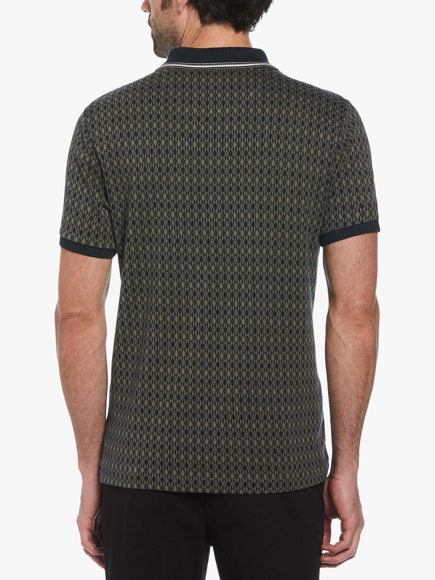 Product image 2 of 4, which shows Original Penguin Argyle Jacquard Polo Shirt, Dusty Olive, S
