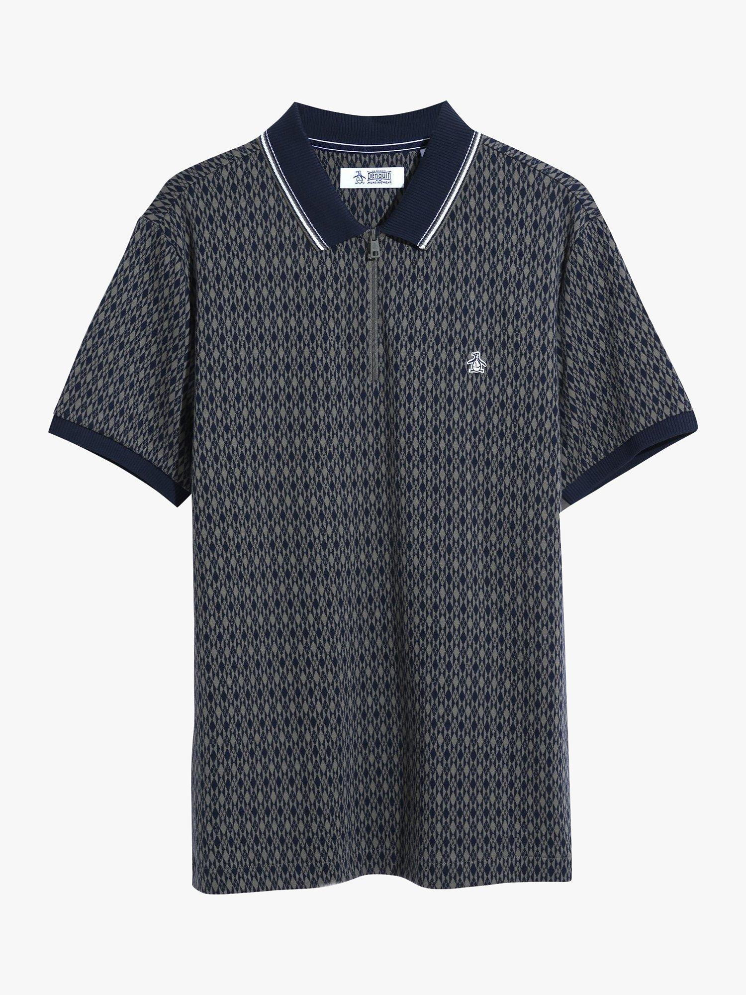 Product image 4 of 4, which shows Original Penguin Argyle Jacquard Polo Shirt, Dusty Olive, S