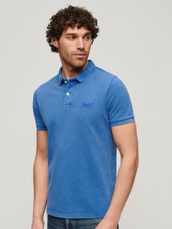 Superdry Regular Fit Short Sleeve Polo Shirt, Monaco Blue, Monaco Blue