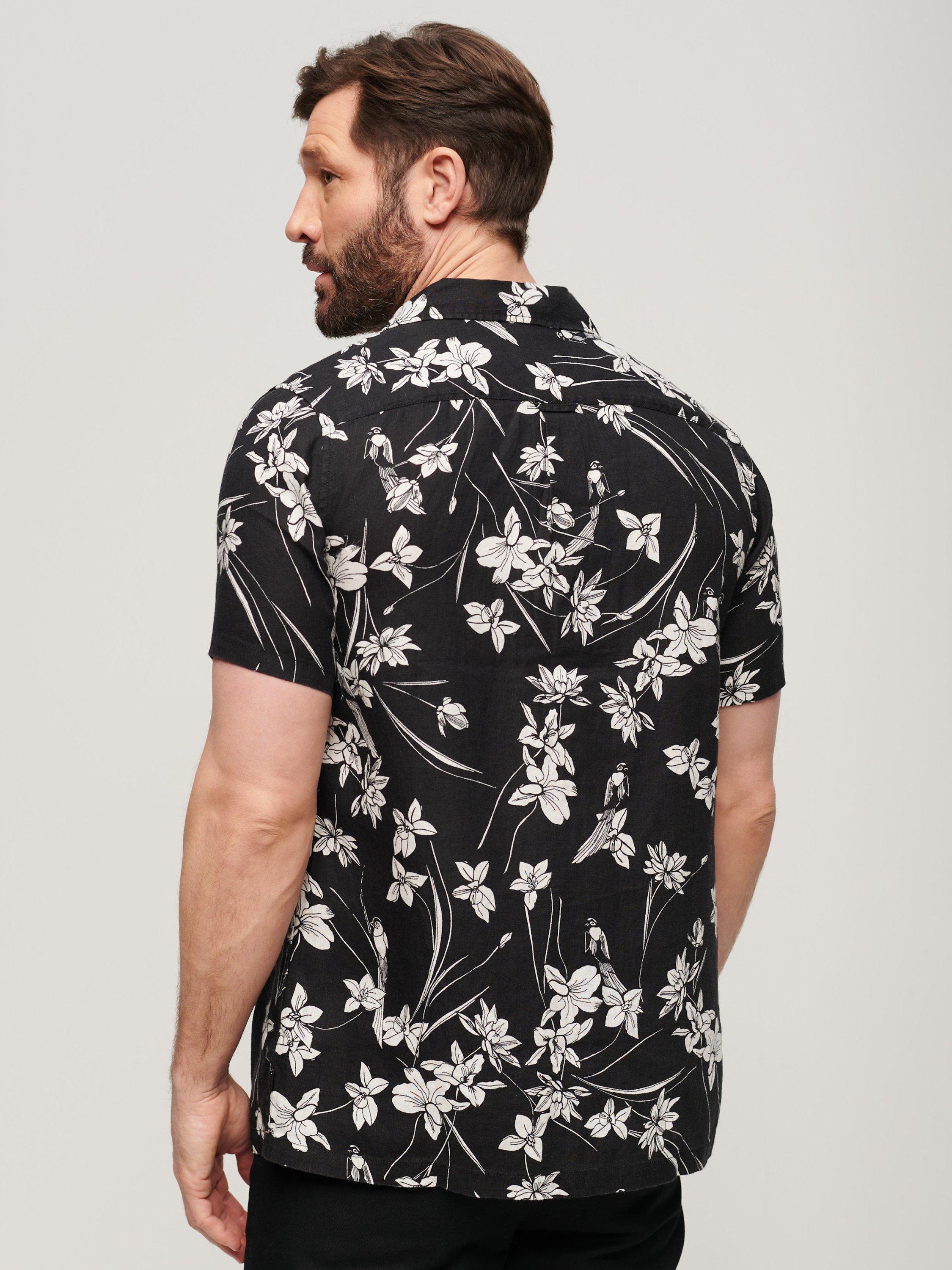 Product image 2 of 6, which shows Superdry Open Collar Shirt, Black/White, S
