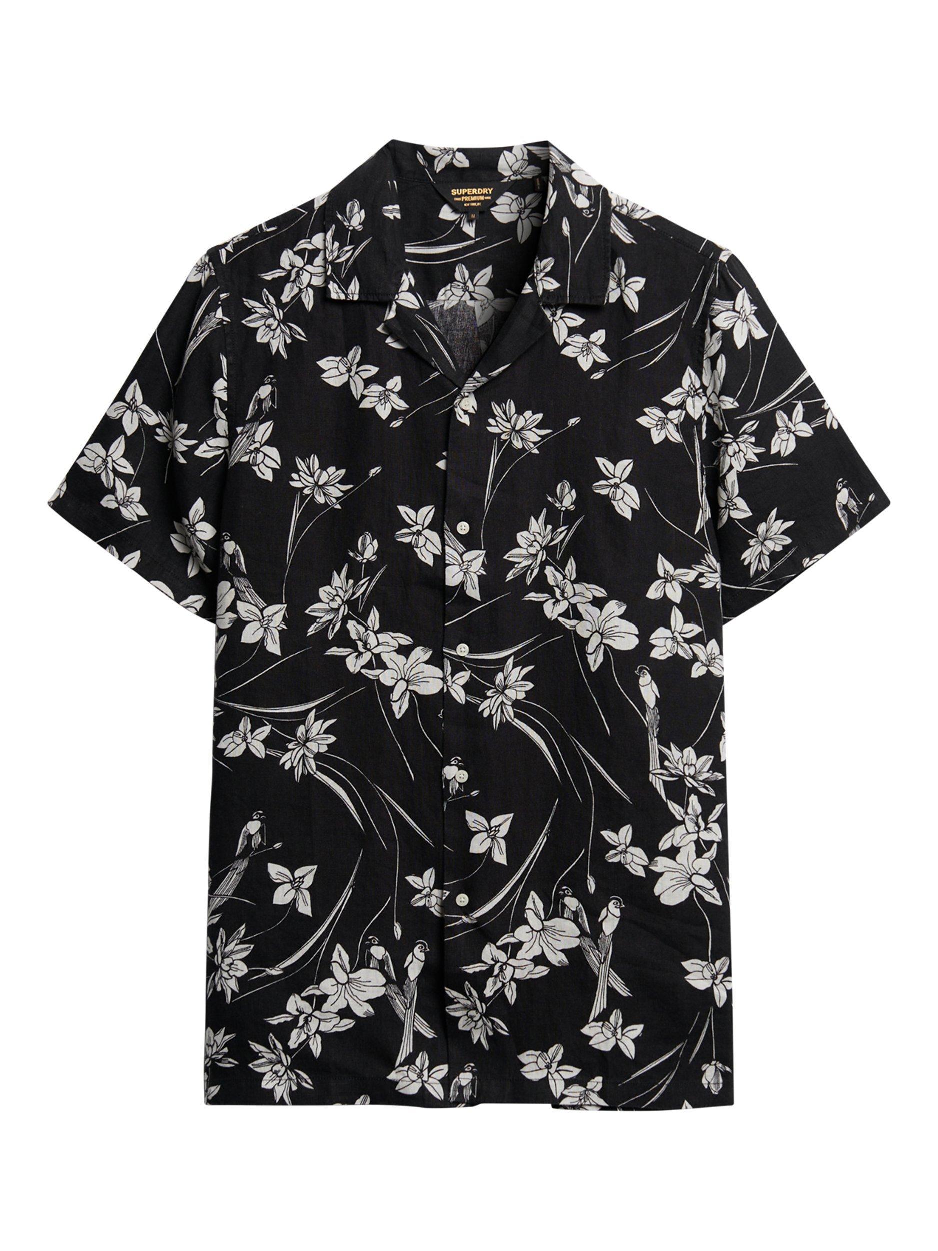 Product image 4 of 6, which shows Superdry Open Collar Shirt, Black/White, S