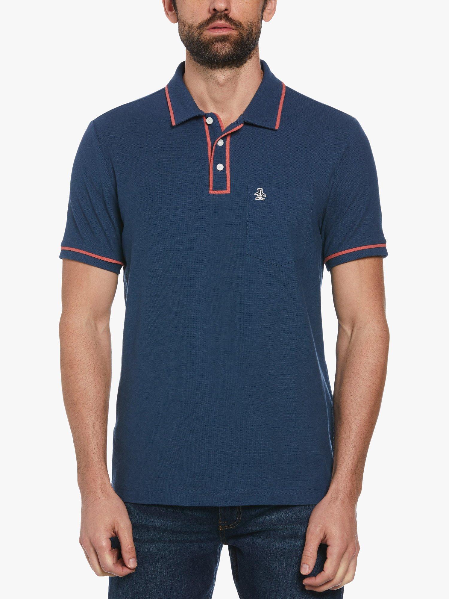Product image 1 of 4, which shows Original Penguin Earl Pique Polo Shirt, Sargasso Sea, L
