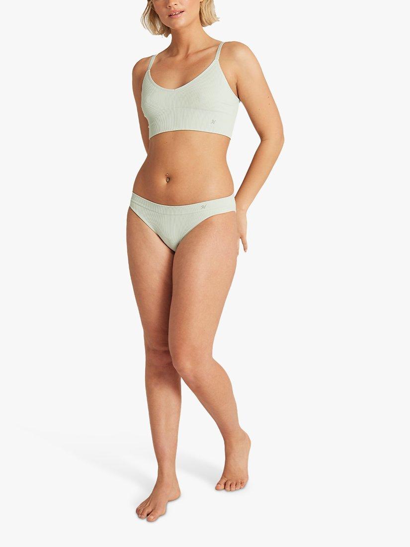 Nudea Form Seamless Rib Mid Rise Knickers, Pack of 3, Mint/Sky/Oat