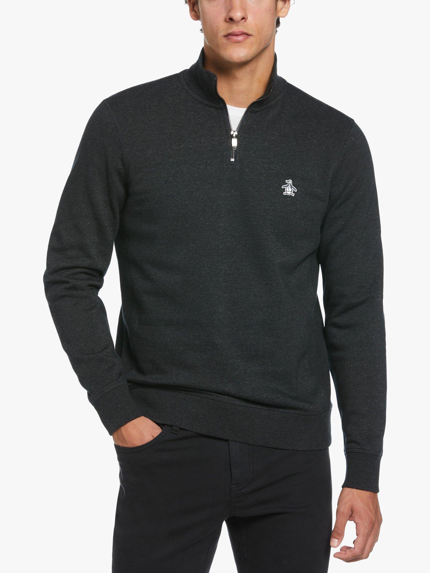 Original Penguin Quarter Zip Fleece Top, Darkcharcoal Heather