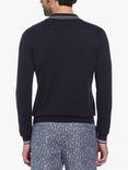 Original Penguin Zip Polo Neck Knit Cotton Jumper, Dark Sapphire
