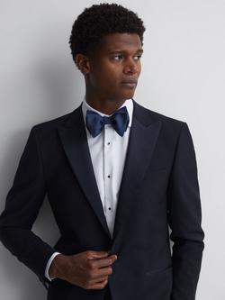 Reiss Boyle Silk Ready Tied Bow Tie - view 2, Dark Navy